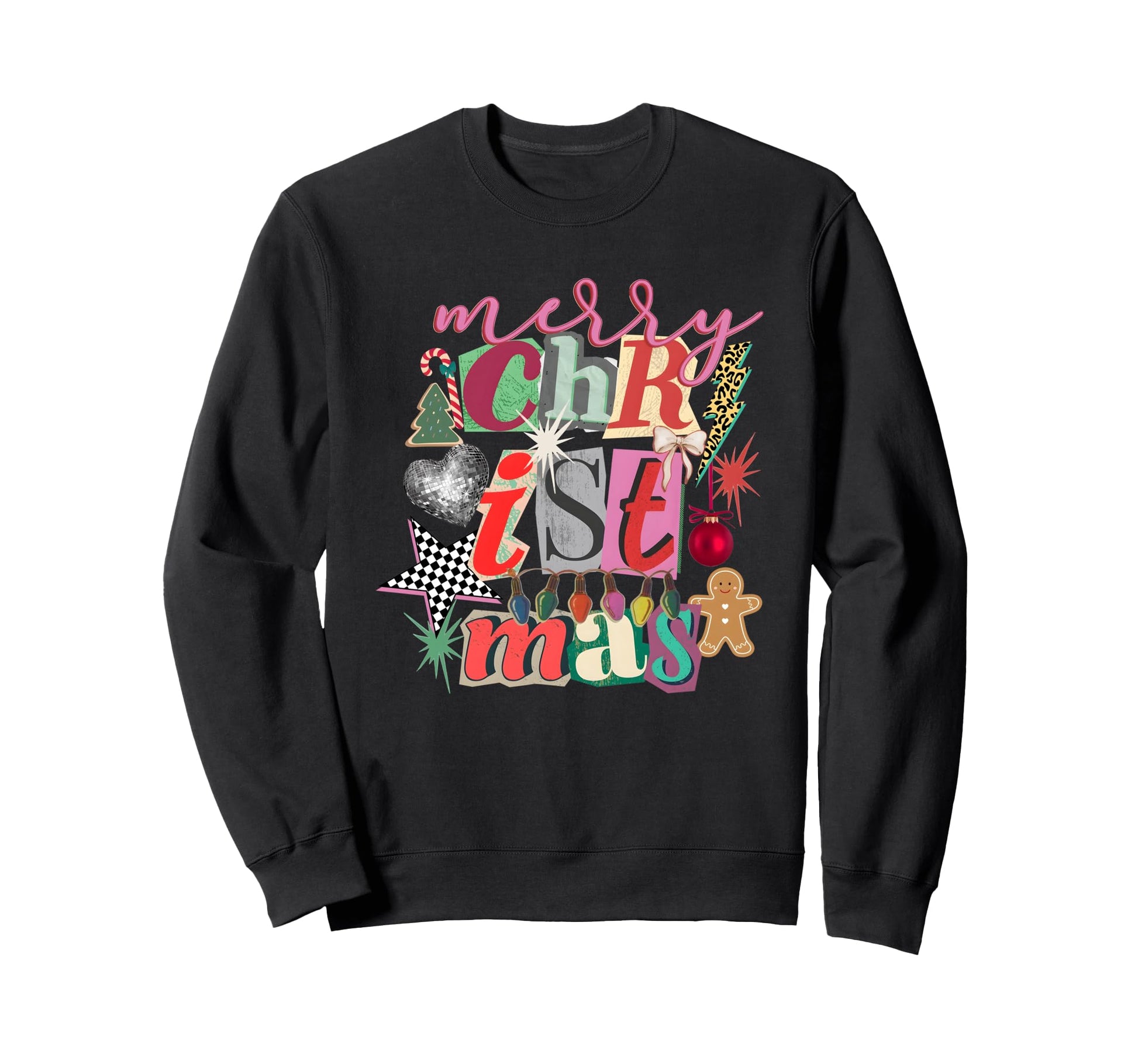 Pop Art Collage Merry Sweatshirt - Unique Graphic Unisex - T-Shirt, Sweatshirt, Hoodie