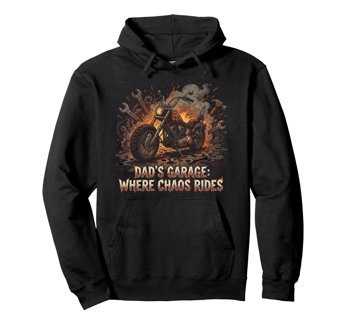 Garage Motorcycle Papa Rider Biker Dad Hoodie - Trendy Graphic Men Women - T-Shirt, Sweatshirt, Hoodie