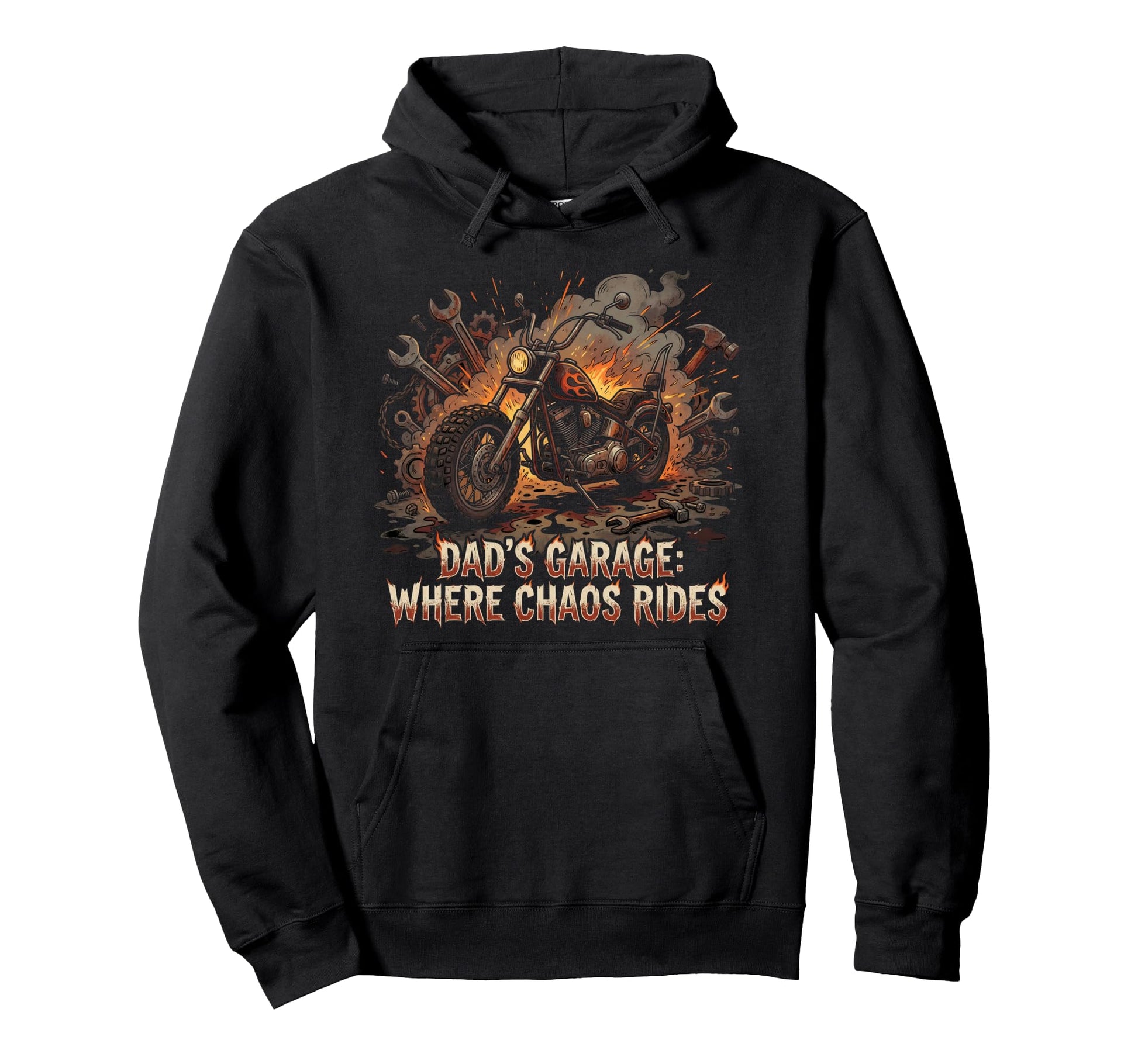 Garage Motorcycle Papa Rider Biker Dad Hoodie - Trendy Graphic Men Women - T-Shirt, Sweatshirt, Hoodie