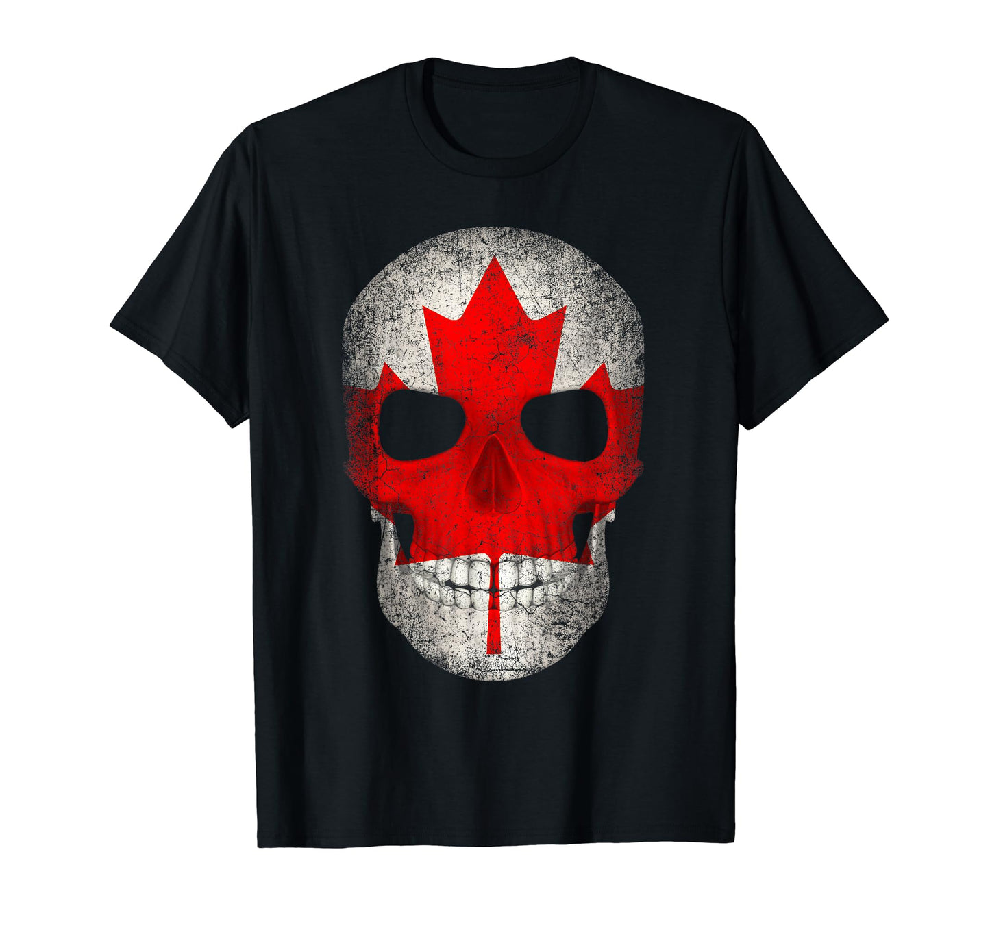 Canada Flag Canadian Skull Hockey T-Shirt - Streetwear Style for Adults - T-Shirt, Sweatshirt, Hoodie