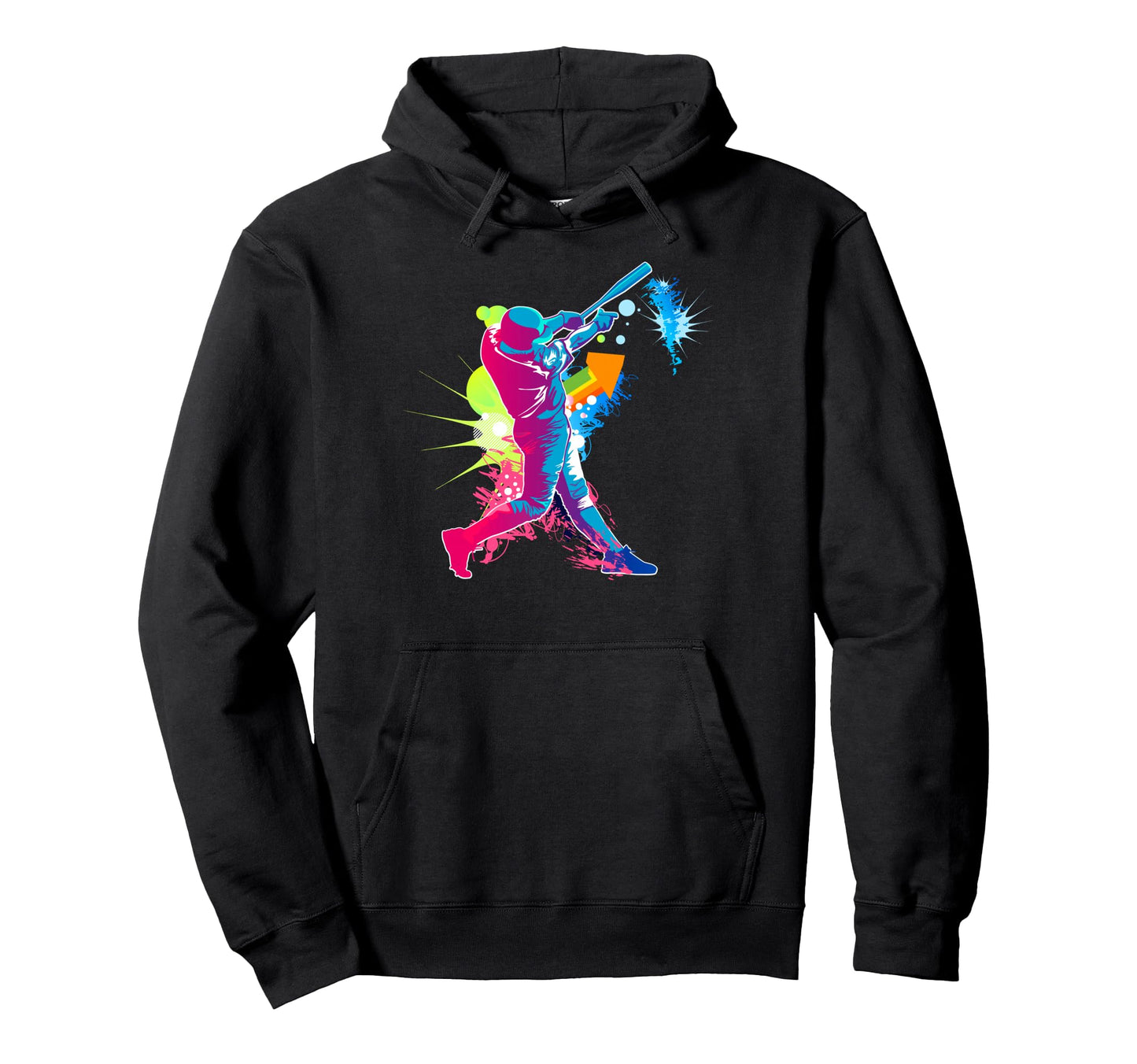 Paint Splash Baseball Player Coach Hoodie - Minimalist Print for Adults - T-Shirt, Sweatshirt, Hoodie