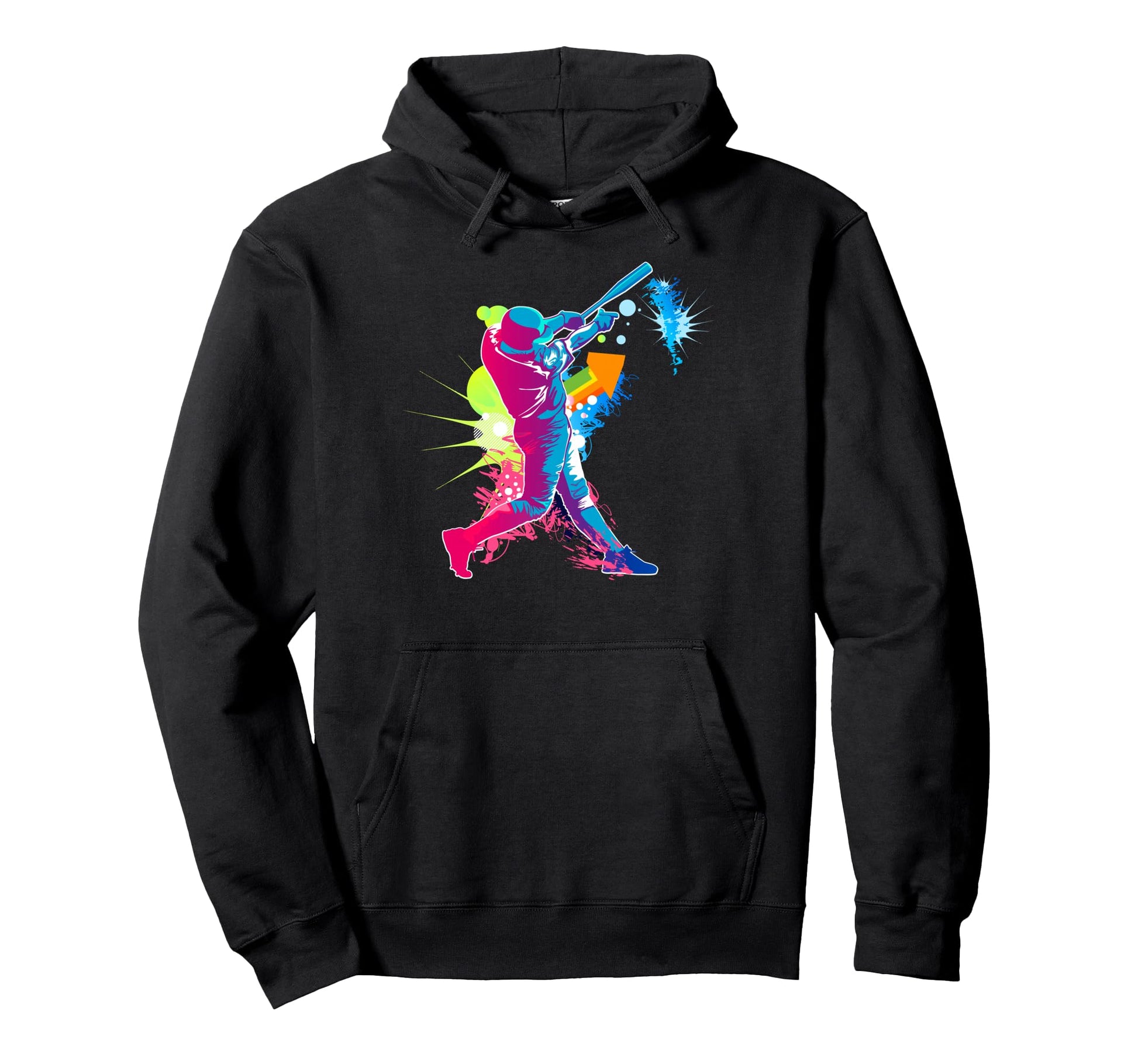Paint Splash Baseball Player Coach Hoodie - Minimalist Print for Adults - T-Shirt, Sweatshirt, Hoodie
