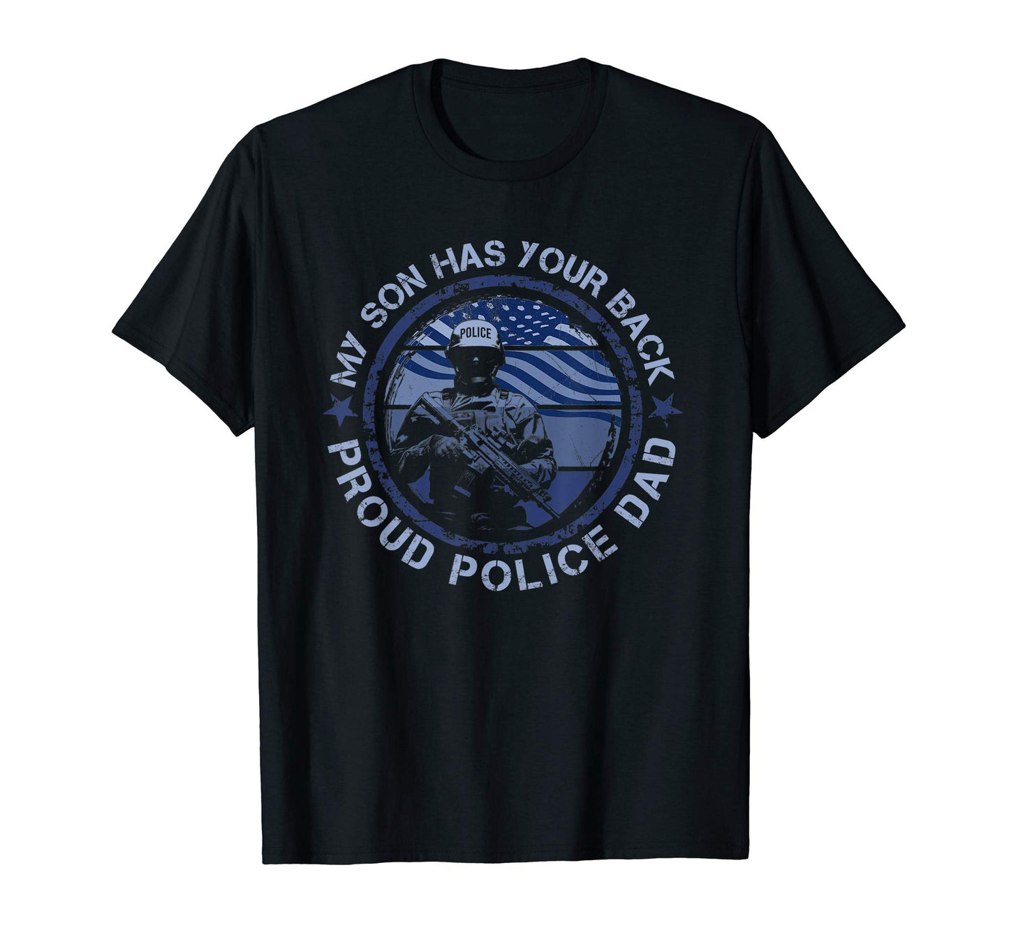 Proud Police Dad Thin Blue Line Law T-Shirt - Novelty Apparel Unisex - T-Shirt, Sweatshirt, Hoodie