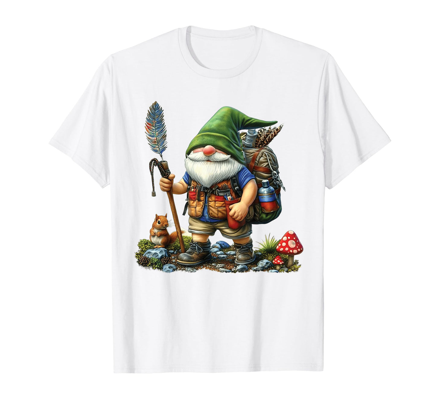 Hiking Gnome Backpack T-Shirt - Aesthetic Graphic Men Women - T-Shirt, Sweatshirt, Hoodie