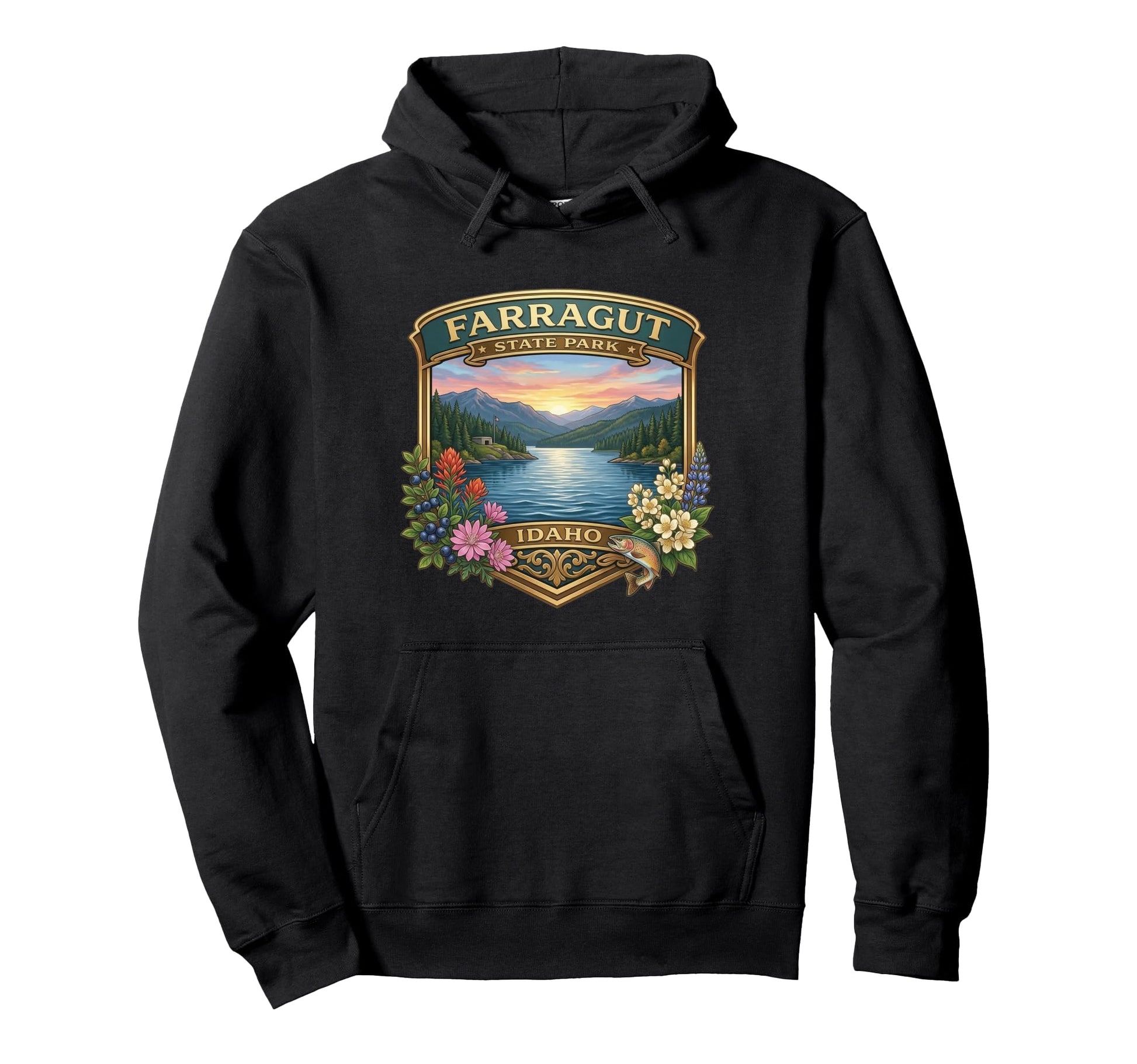 Farragut State Park Idaho Fishing Hiking Hoodie - Unique Graphic Men Women - T-Shirt, Sweatshirt, Hoodie