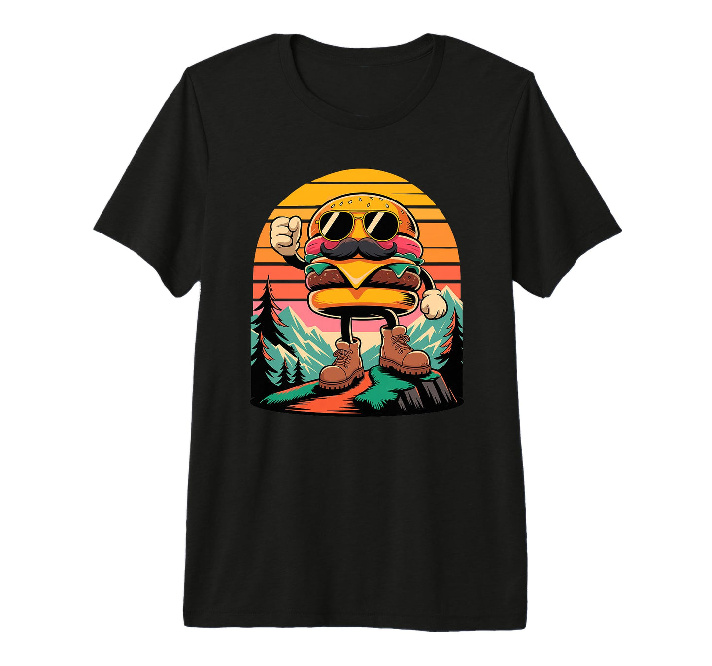 Mens Hiker Cheeseburger Dad Sunglasses T-Shirt - Fun Novelty Design Unisex - T-Shirt, Sweatshirt, Hoodie