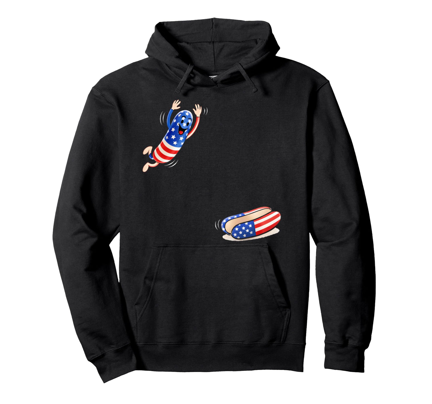 Hot Dog Jumping Into Bun Sausage Bbq Hoodie - Fun Novelty Design Unisex - T-Shirt, Sweatshirt, Hoodie