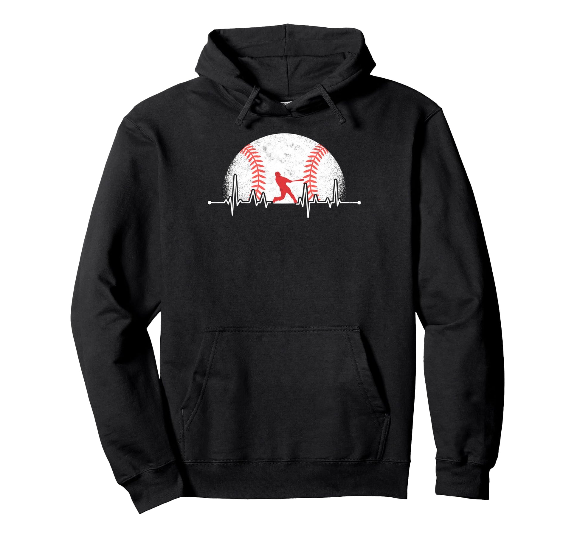 Baseball Ball Heartbeat Player Coach Hoodie - Custom Art Print for Adults - T-Shirt, Sweatshirt, Hoodie