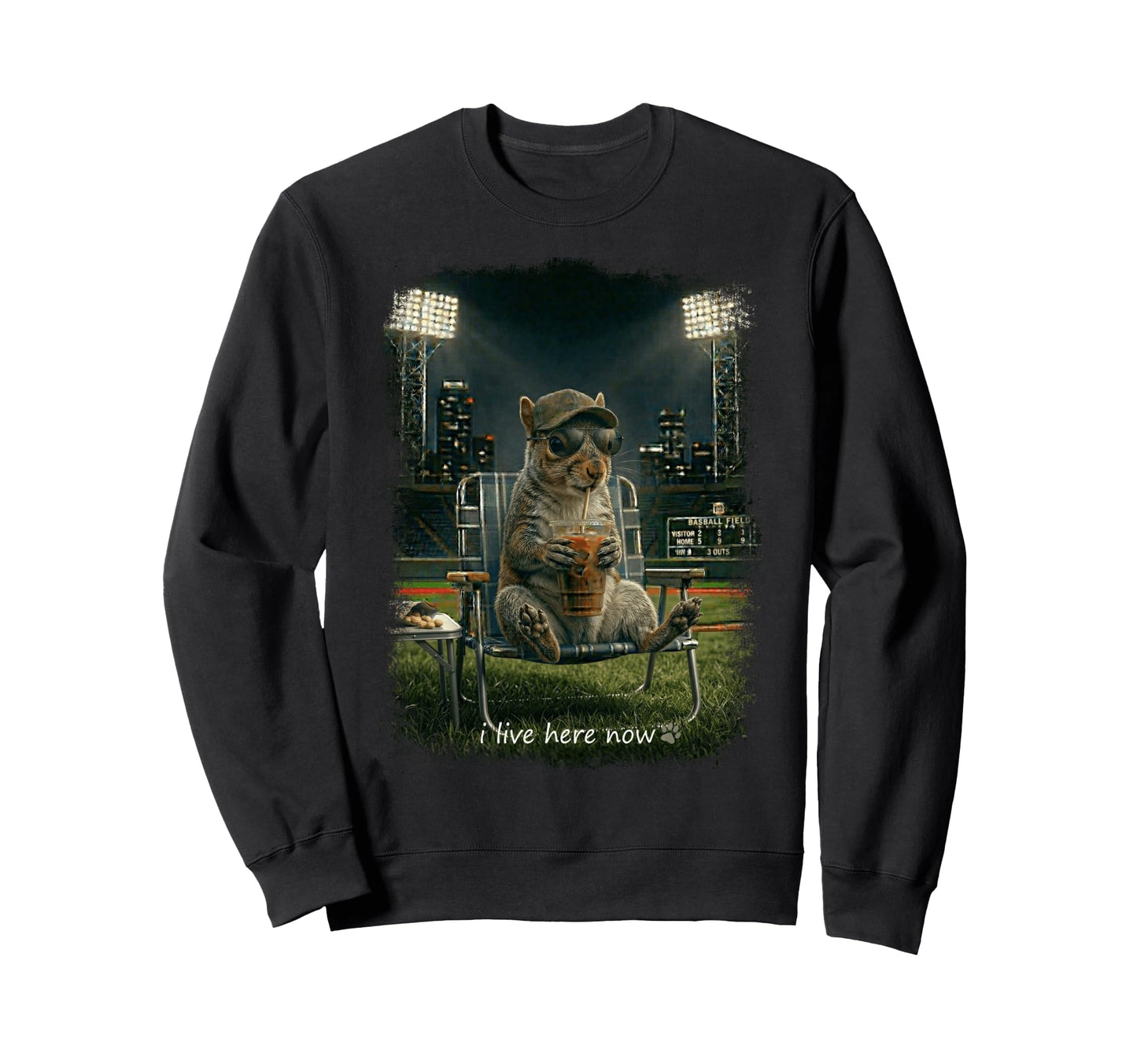 Funny Squirrel Ballfield Baseball Sweatshirt - Streetwear Style Men Women - T-Shirt, Sweatshirt, Hoodie