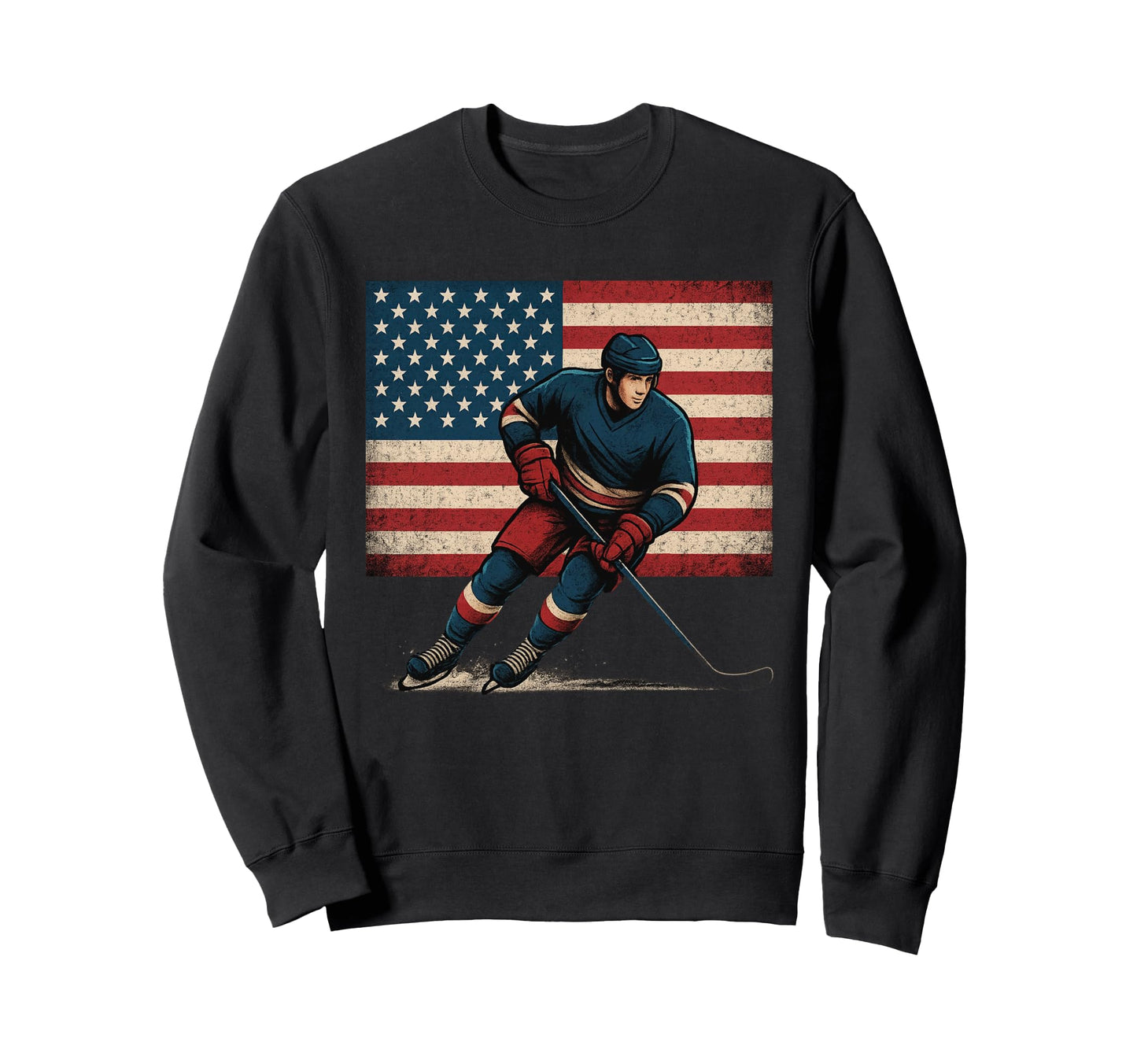 Hockey American Flag 4Th July Sweatshirt - Novelty Apparel Unisex - T-Shirt, Sweatshirt, Hoodie