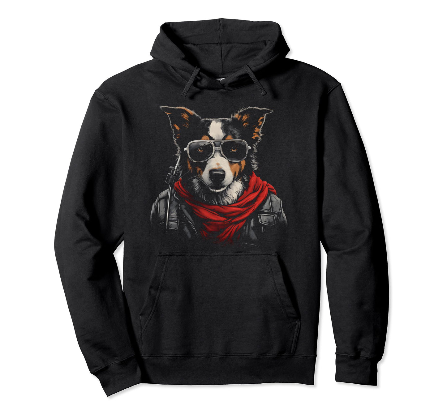 Motorcycle Dad Biker Dog Funny Border Hoodie - Trendy Graphic Men Women - T-Shirt, Sweatshirt, Hoodie