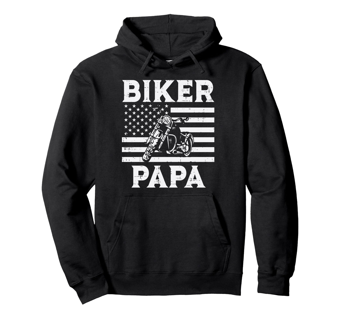Biker Papa Us Flag Motorcycle Patriot Hoodie - Minimalist Print Men Women - T-Shirt, Sweatshirt, Hoodie