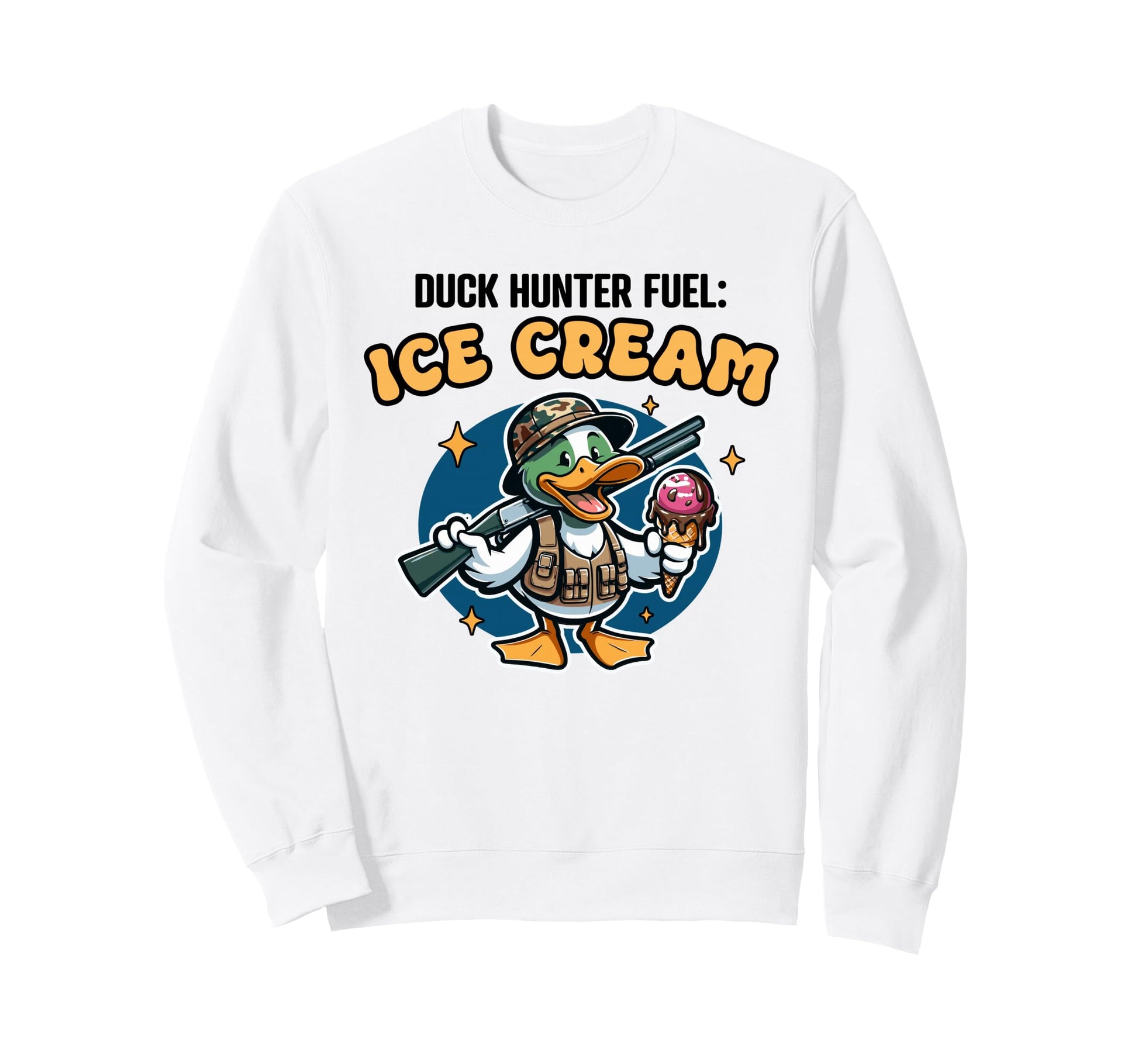 Duck Hunter Fuel Ice Cream Funny Sweatshirt - Graphic Print for Adults - T-Shirt, Sweatshirt, Hoodie