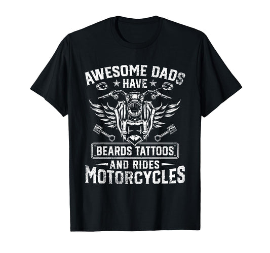 Awesome Dads Have Beards Tattoos And T-Shirt - Custom Art Print Men Women - T-Shirt, Sweatshirt, Hoodie