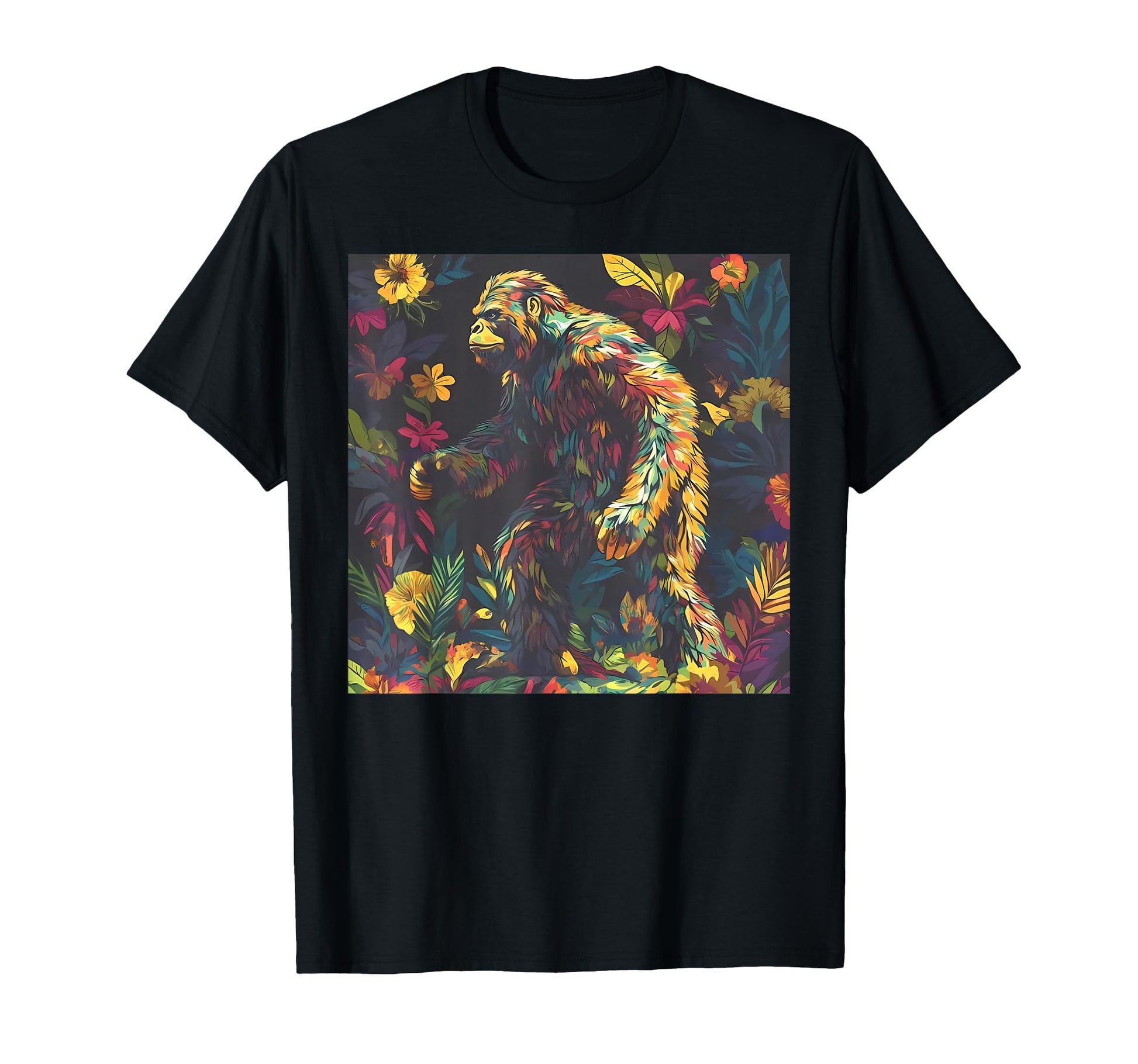 Floral Bigfoot Colorful Flowers T-Shirt - Minimalist Print Unisex - T-Shirt, Sweatshirt, Hoodie