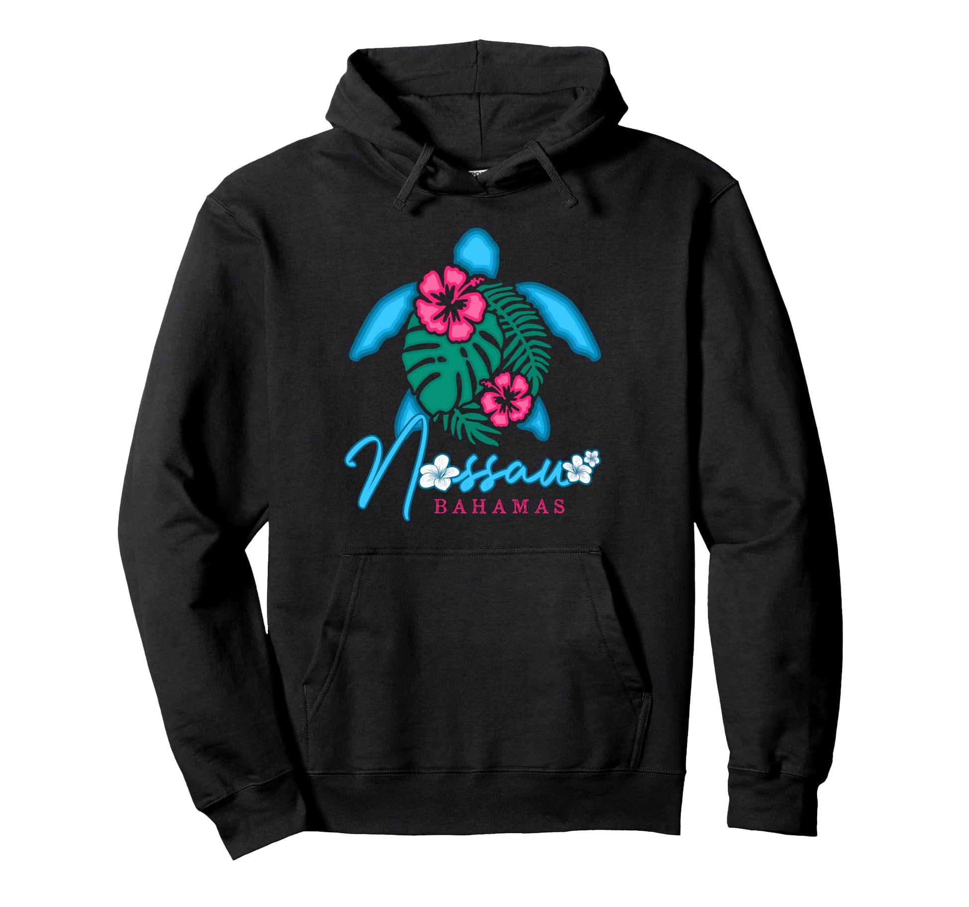 Nassau Bahamas Sea Turtle Hibiscus Hoodie - Custom Art Print Unisex - T-Shirt, Sweatshirt, Hoodie