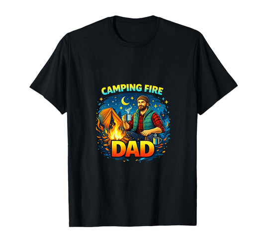 Camping Dad Outdoor Fire Adventure T-Shirt - Unique Graphic Unisex - T-Shirt, Sweatshirt, Hoodie