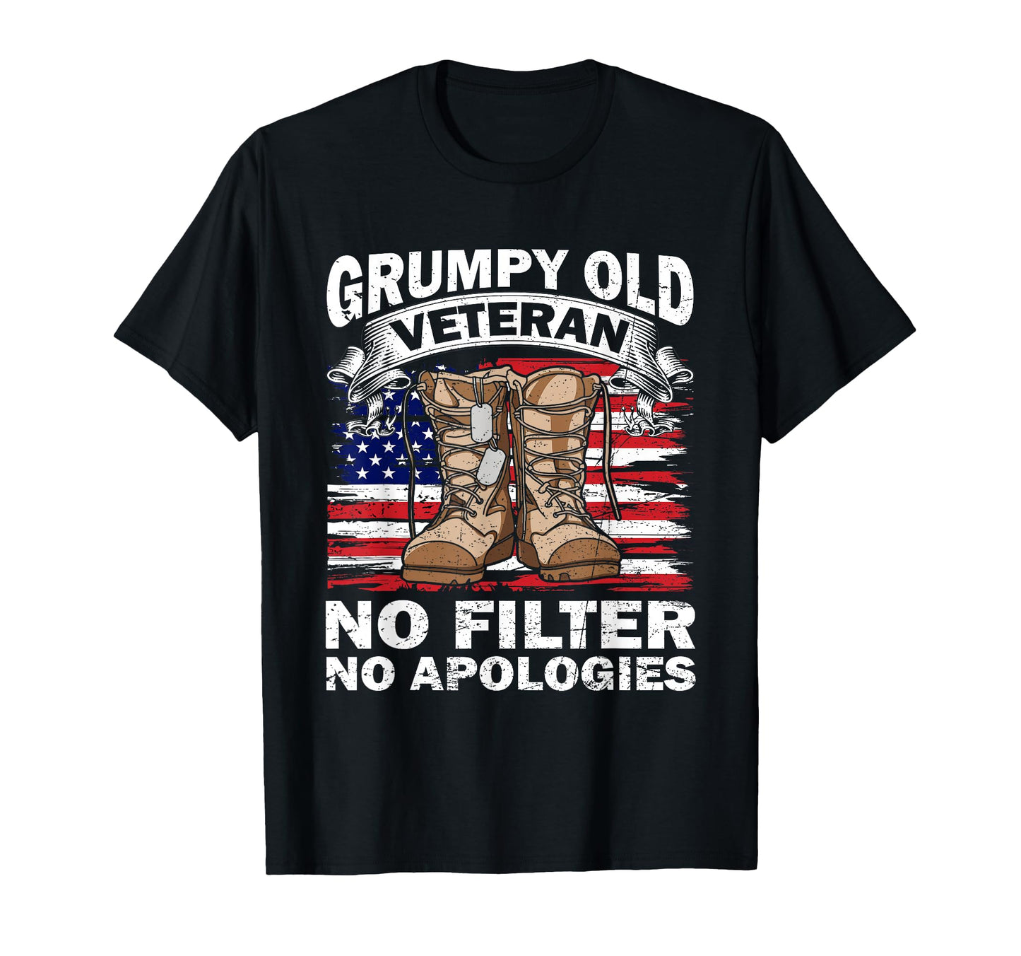 Funny Grumpy Old Veteran No Filter No T-Shirt - Graphic Print for Adults - T-Shirt, Sweatshirt, Hoodie