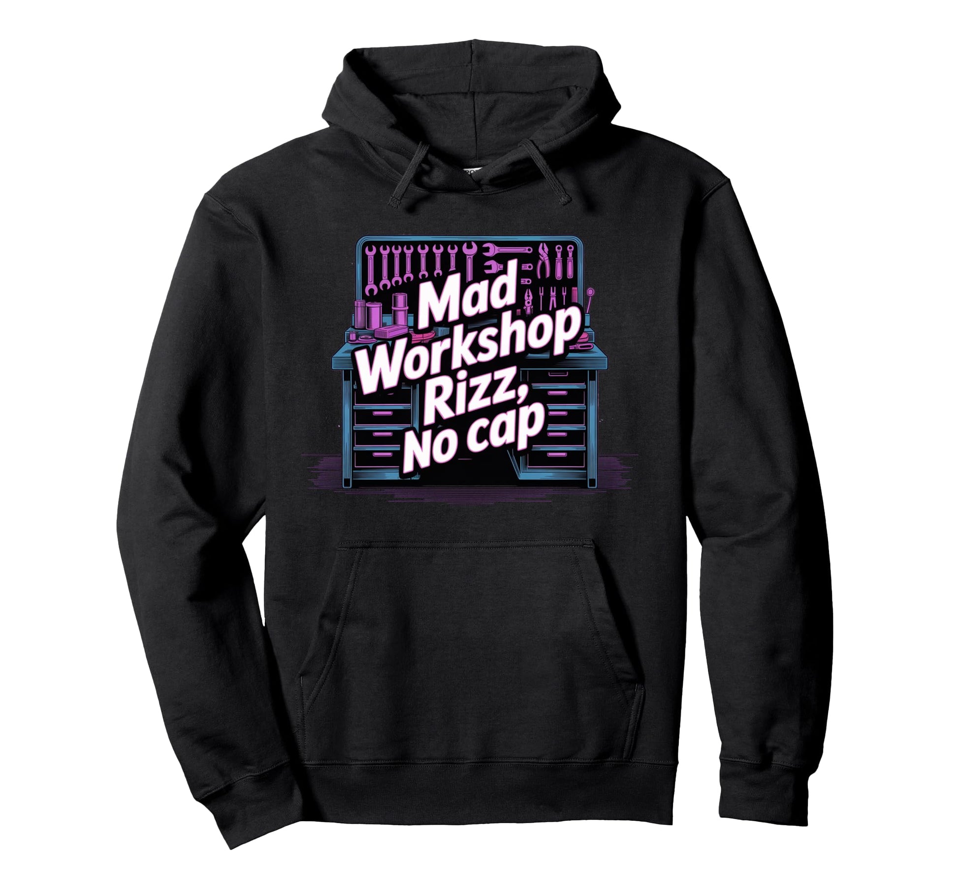 Mad Workshop Rizz No Cap Sigma Dad Hoodie - Fun Novelty Design for Adults - T-Shirt, Sweatshirt, Hoodie