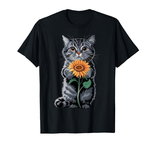 Cat Sunflower Funny Cats Gifts Cat T-Shirt - Aesthetic Graphic Unisex - T-Shirt, Sweatshirt, Hoodie