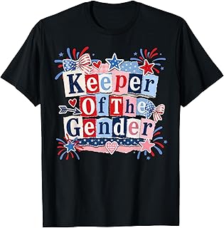 Keeper of The Gender 4th of July Bow Gender Reveal Party T-Shirt Unisex T-shirt, Sweatshirt, Hoodie, Long Sleeve Tee - T-Shirt, Sweatshirt, Hoodie