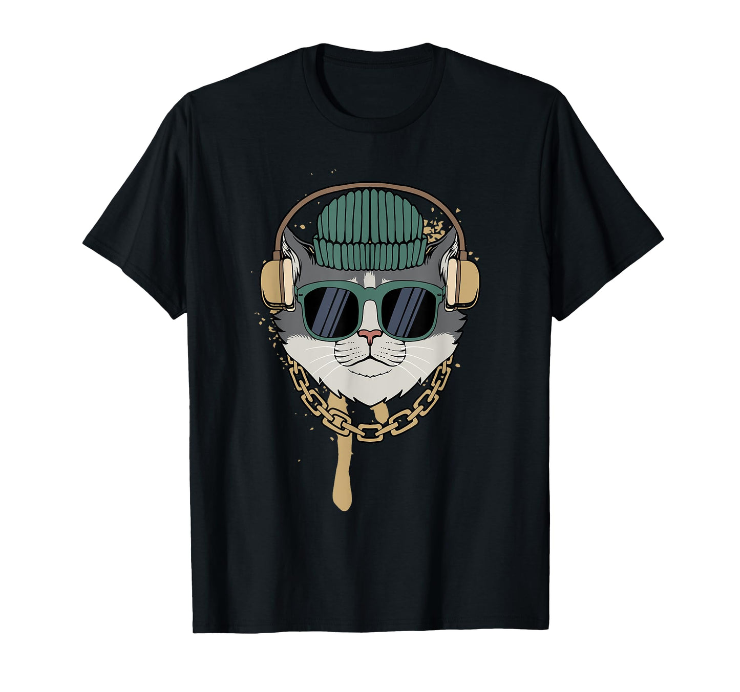 Cat Headphones Dj Deejay Music Bass T-Shirt - Streetwear Style Men Women - T-Shirt, Sweatshirt, Hoodie