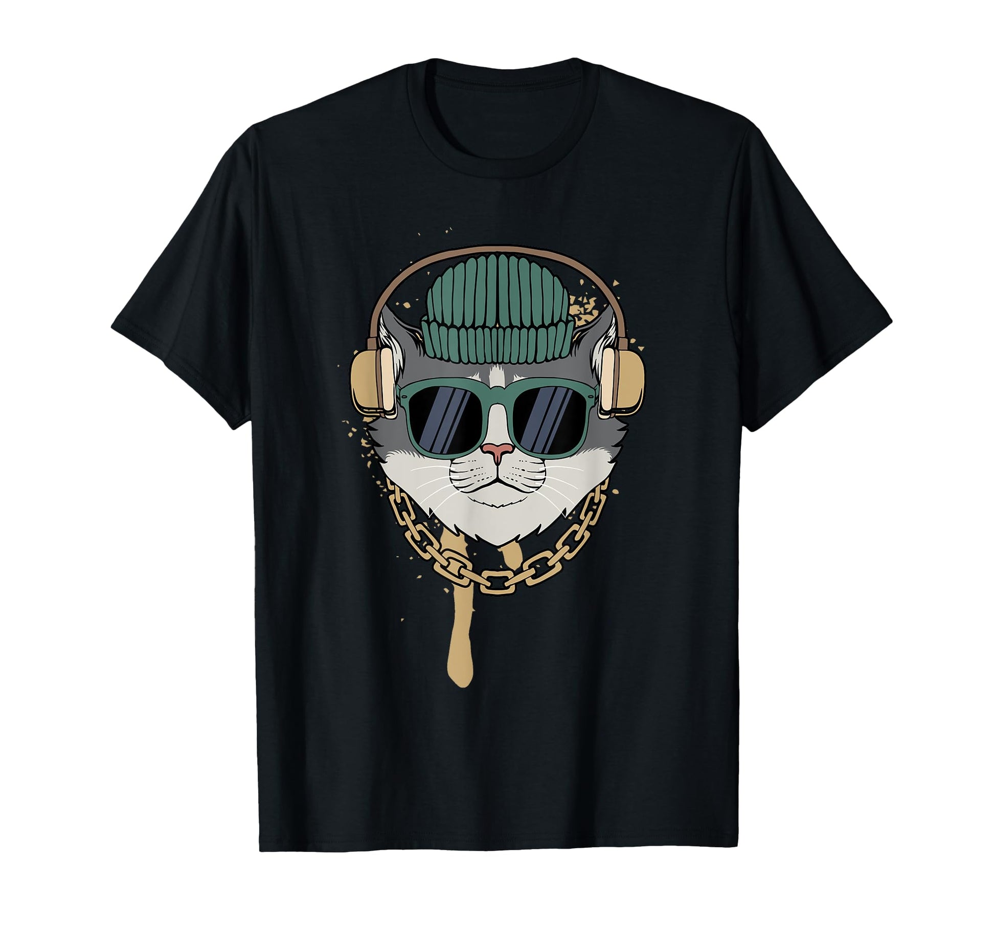 Cat Headphones Dj Deejay Music Bass T-Shirt - Streetwear Style Men Women - T-Shirt, Sweatshirt, Hoodie