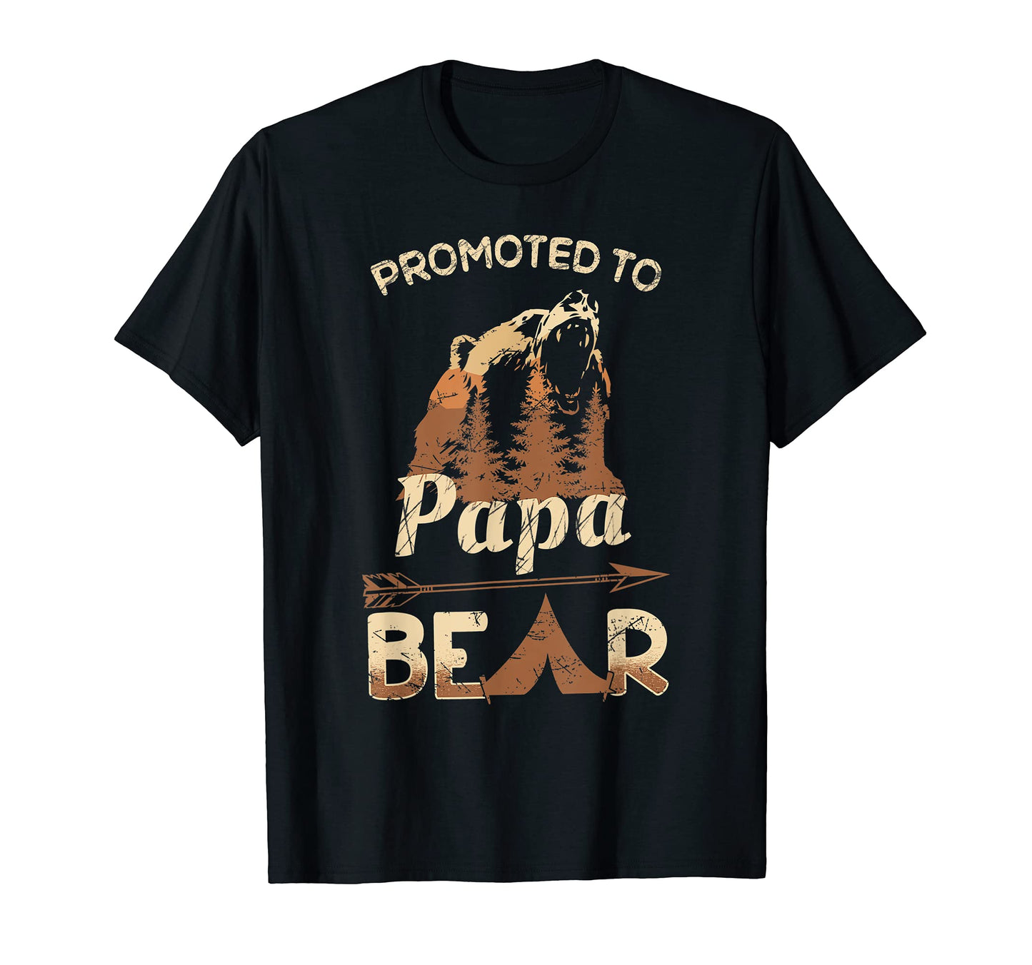 Mens New Papa Rustic Bear Promoted To T-Shirt - Custom Art Print Unisex - T-Shirt, Sweatshirt, Hoodie