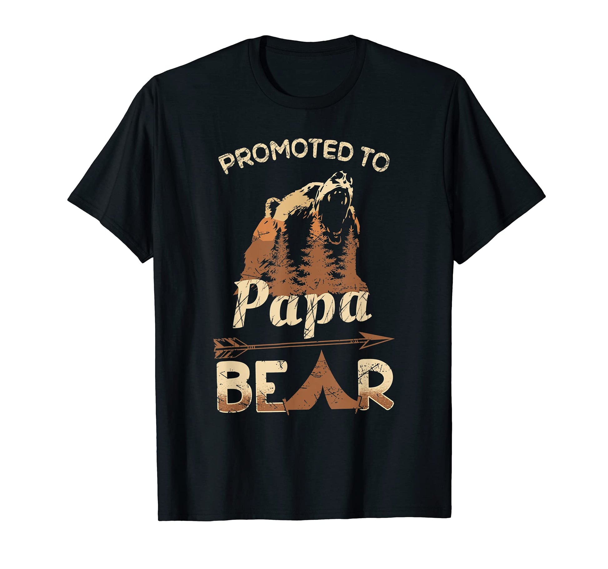 Mens New Papa Rustic Bear Promoted To T-Shirt - Custom Art Print Unisex - T-Shirt, Sweatshirt, Hoodie