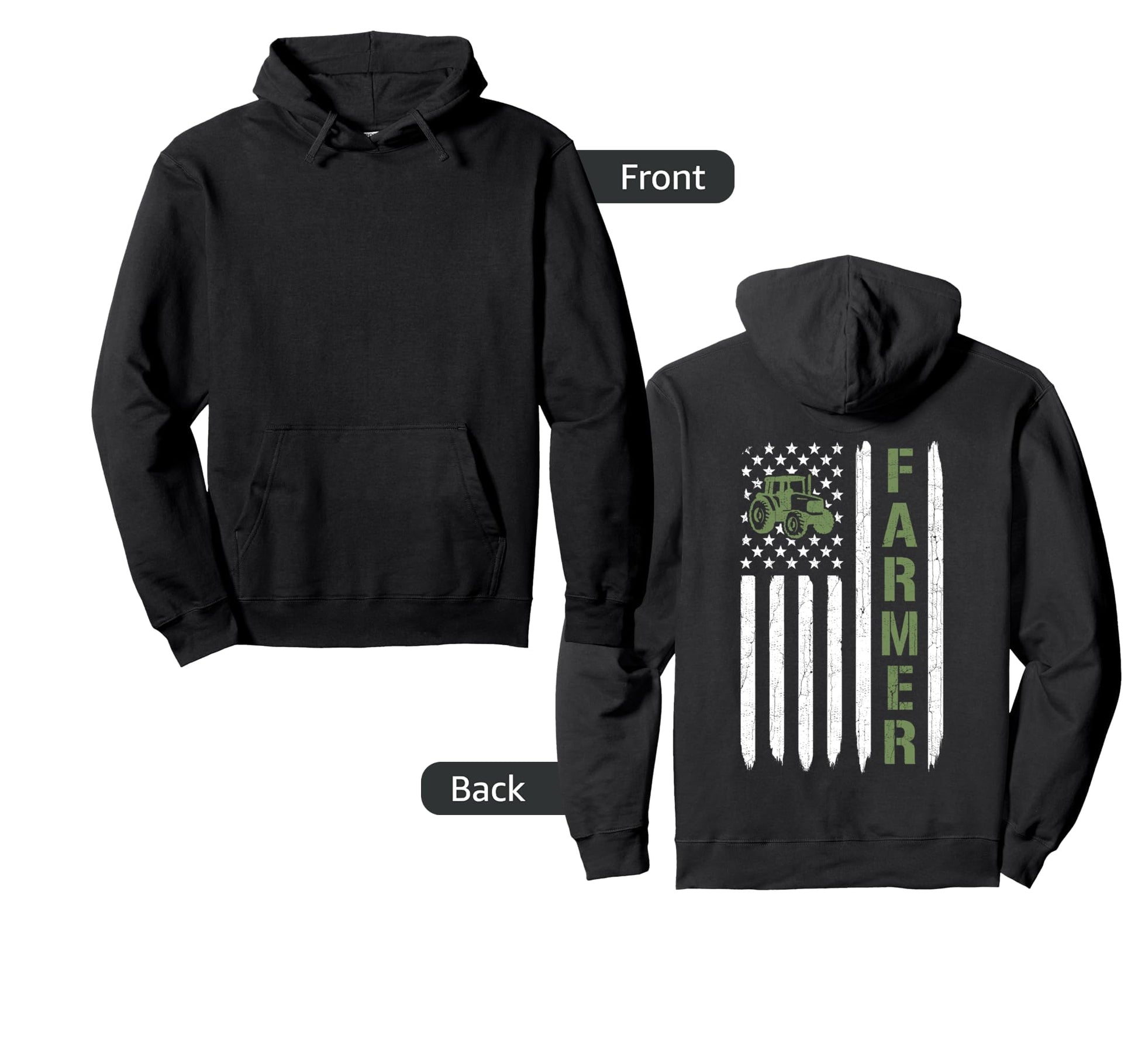 Farmer Gift Farm Farming Patriotic Hoodie - Minimalist Print for Adults - T-Shirt, Sweatshirt, Hoodie
