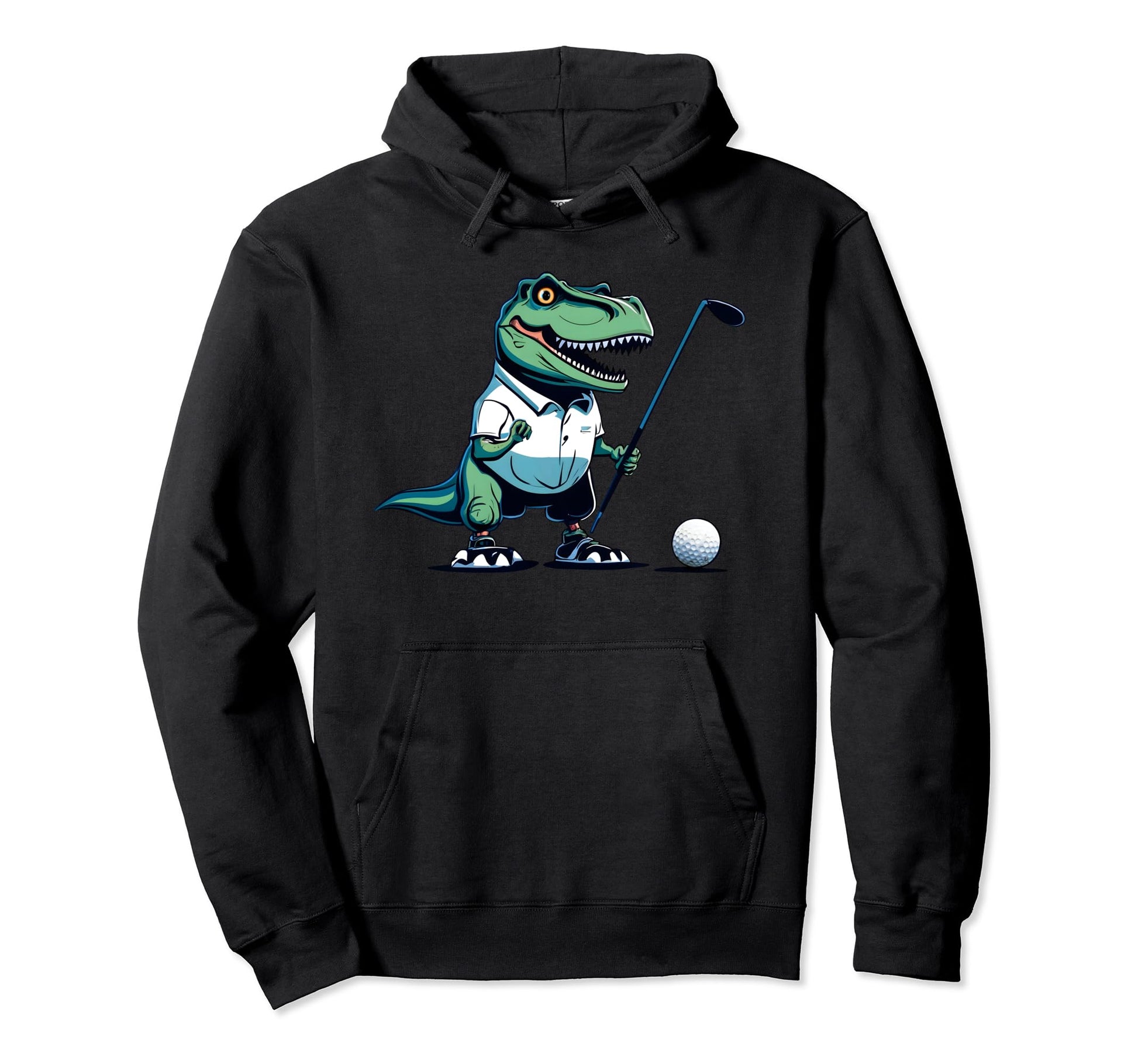 Golf Dinosaur Trex Dad Golfing Golfer Hoodie - Trendy Graphic for Adults - T-Shirt, Sweatshirt, Hoodie