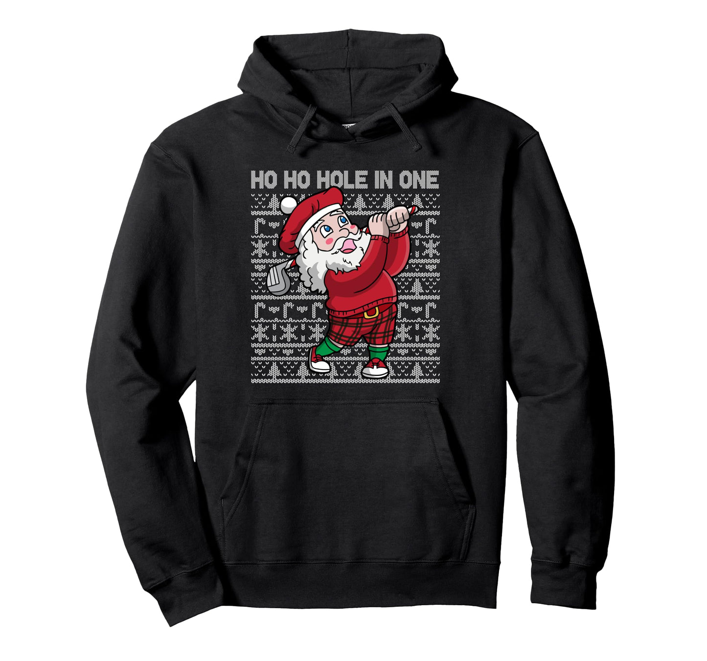 Golf Santa Claus Ho Ho Hole One Golfing Hoodie - Trendy Graphic Unisex - T-Shirt, Sweatshirt, Hoodie