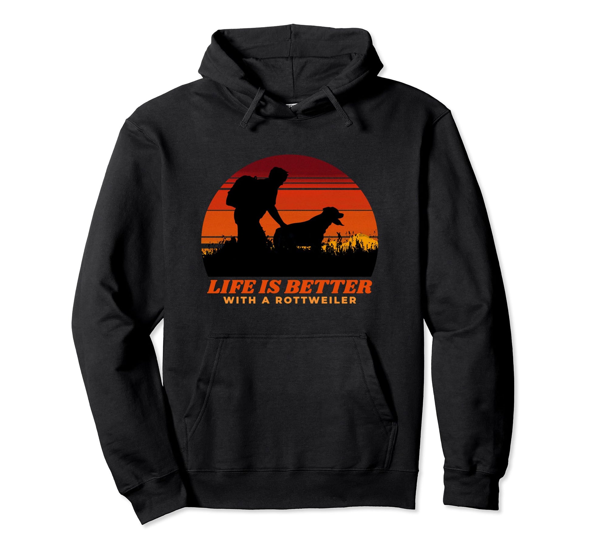 Life Is Better Rottweiler Mens Hiking Hoodie - Minimalist Print for Adults - T-Shirt, Sweatshirt, Hoodie