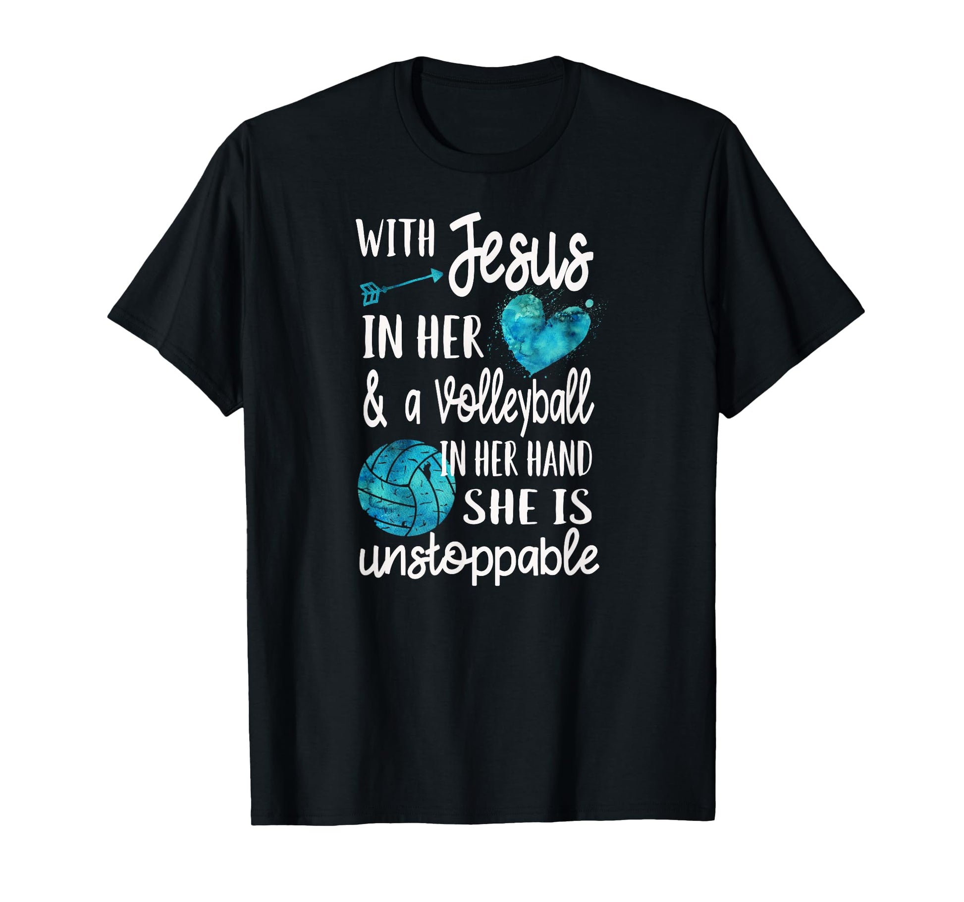 Jesus Her Heart Christian Volleyball T-Shirt - Custom Art Print Unisex - T-Shirt, Sweatshirt, Hoodie