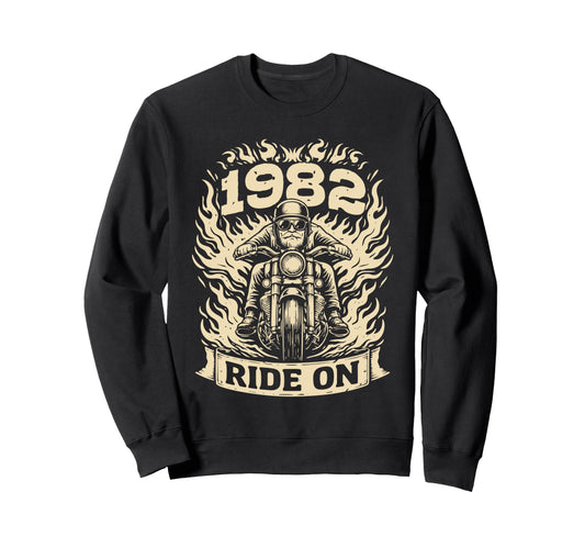 Biker 1982 Ride Birthday Sweatshirt - Custom Art Print for Adults - T-Shirt, Sweatshirt, Hoodie