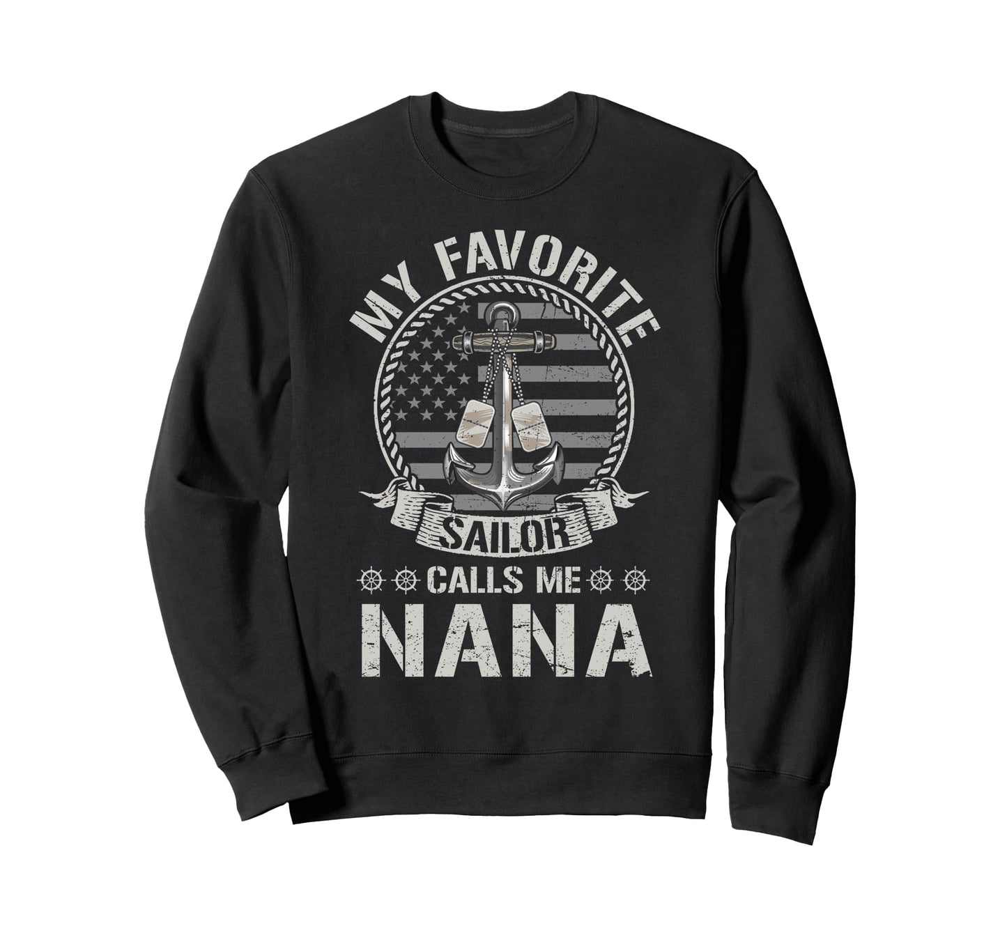 Proud Us Sailor Nana Anchor Flag Sweatshirt - Minimalist Print for Adults - T-Shirt, Sweatshirt, Hoodie