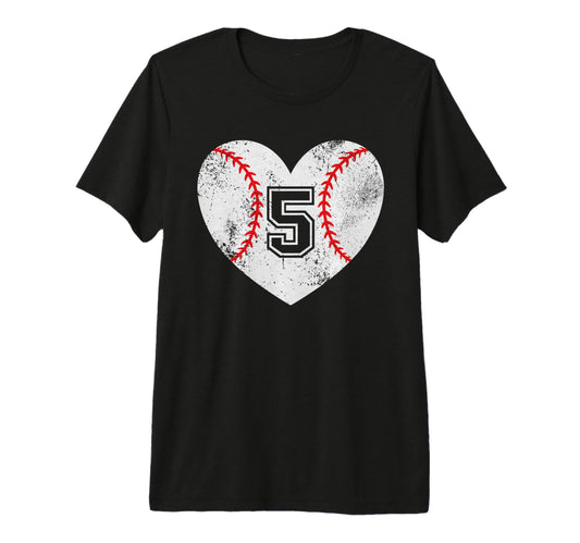 Baseball Heart Player 5 Baseball Mom T-Shirt - Unique Graphic Men Women - T-Shirt, Sweatshirt, Hoodie