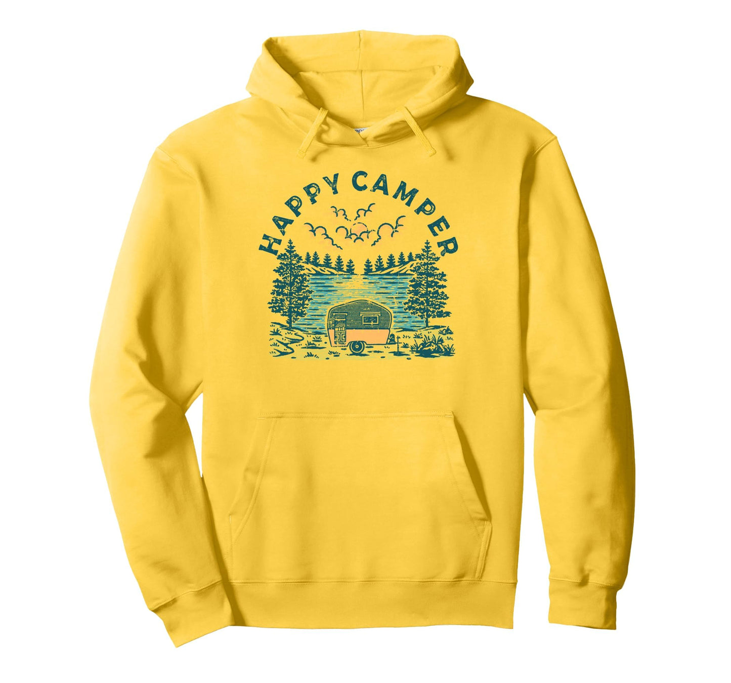 Happy Camper Hiking Lake Camping Family Hoodie - Custom Art Print Unisex - T-Shirt, Sweatshirt, Hoodie