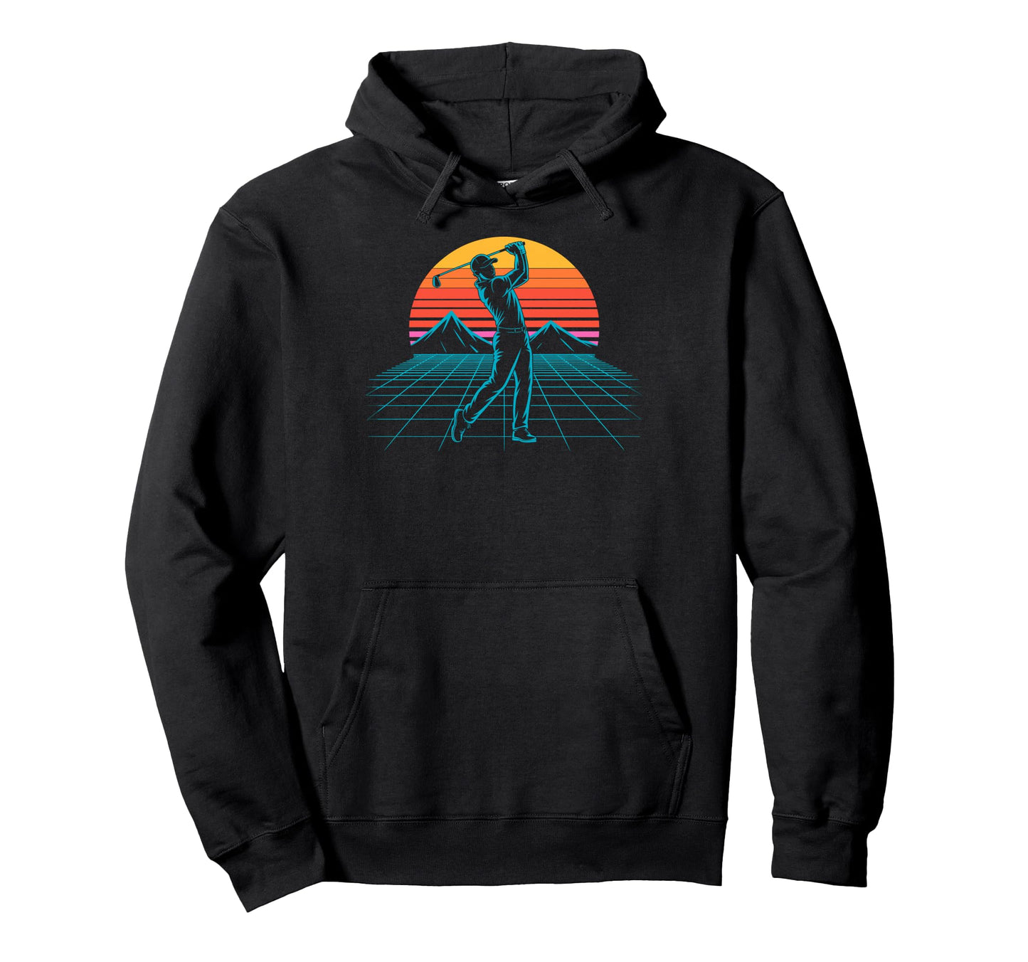 80S Synthwave Futuristic Golf Vibes Hoodie - Custom Art Print Unisex - T-Shirt, Sweatshirt, Hoodie