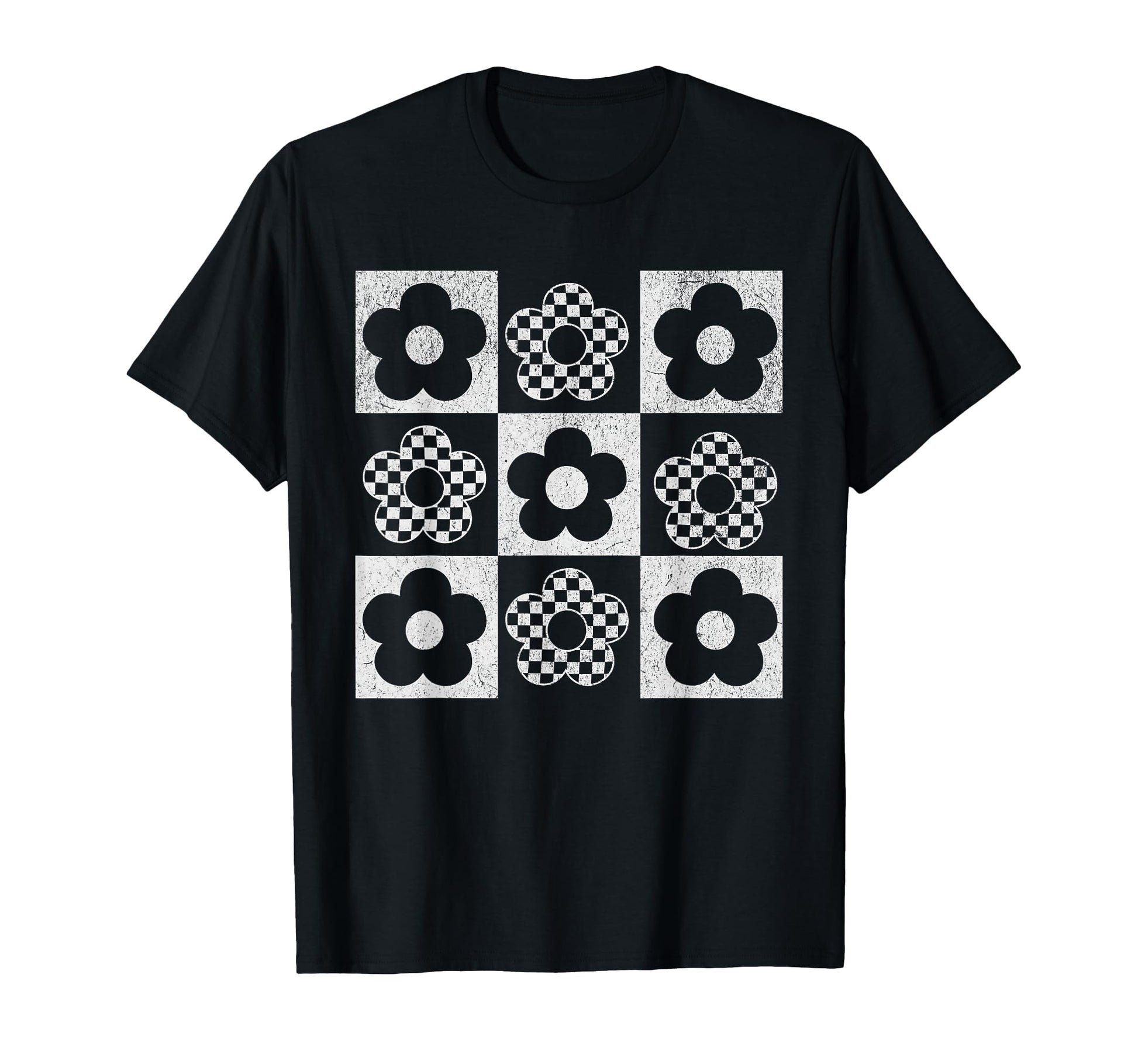 Checkerboard Flower Pop Art T-Shirt - Minimalist Print Men Women - T-Shirt, Sweatshirt, Hoodie