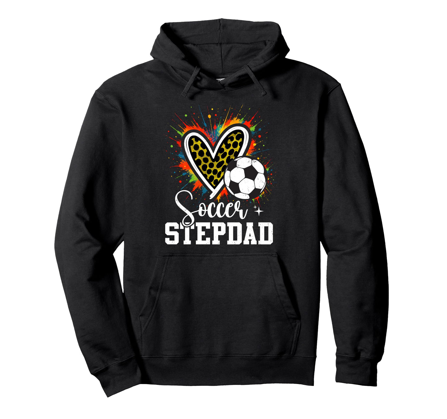 Soccer Stepdad Leopard Heart Colorful Hoodie - Custom Art Print for Adults - T-Shirt, Sweatshirt, Hoodie