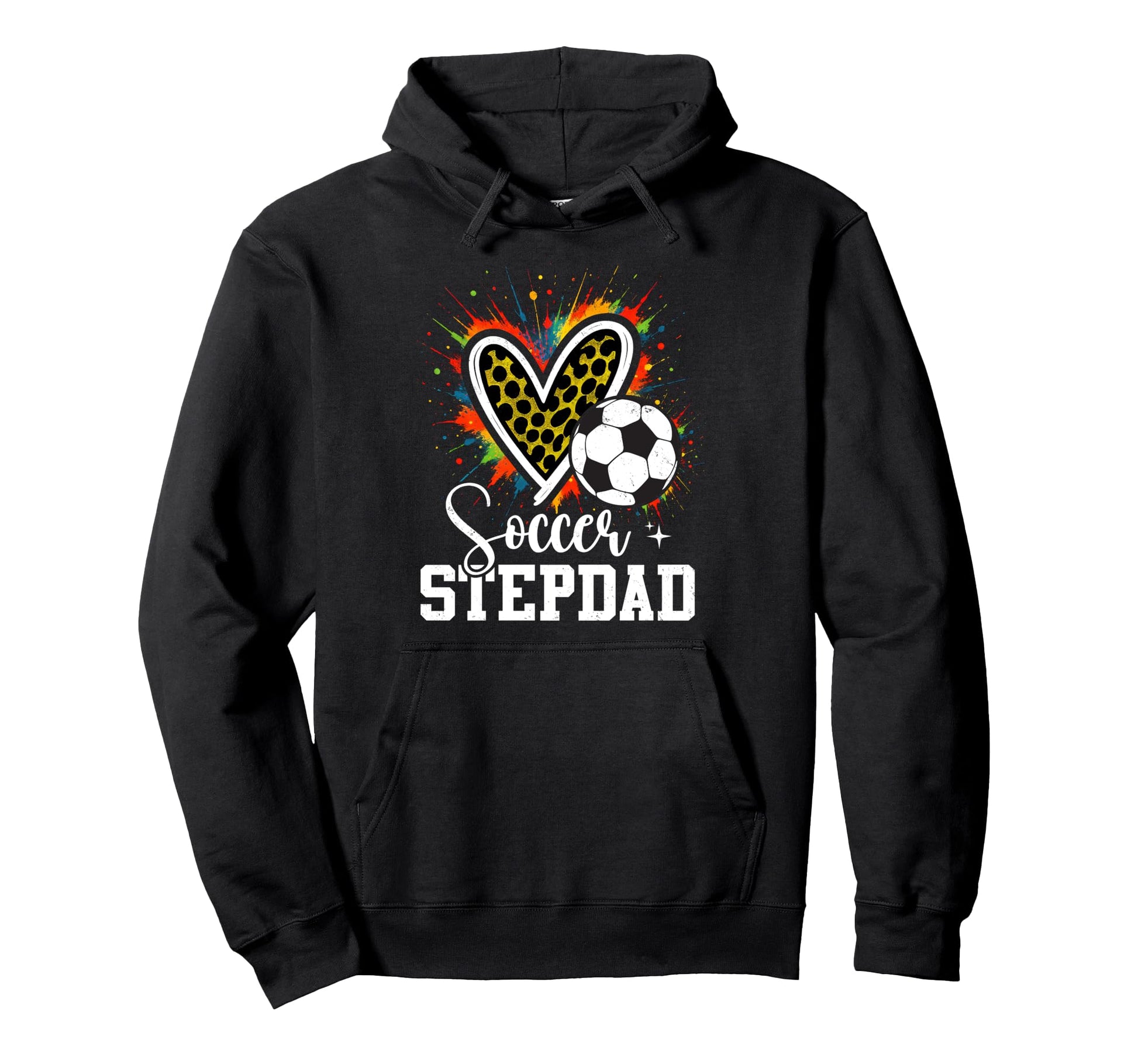 Soccer Stepdad Leopard Heart Colorful Hoodie - Custom Art Print for Adults - T-Shirt, Sweatshirt, Hoodie