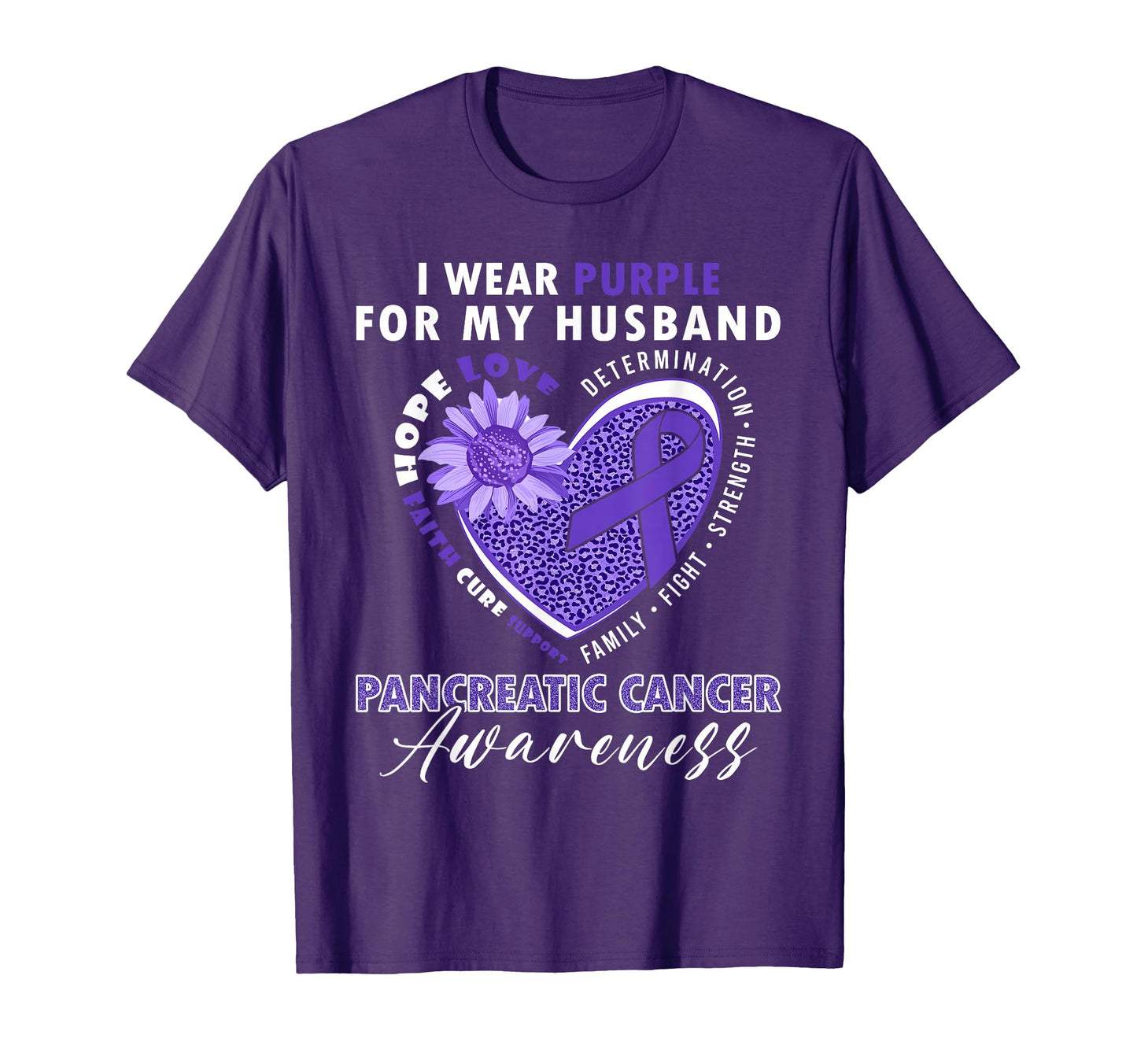 I Wear Purple My Husband Pancreatic Cancer T-Shirt - Unique Graphic Unisex - T-Shirt, Sweatshirt, Hoodie