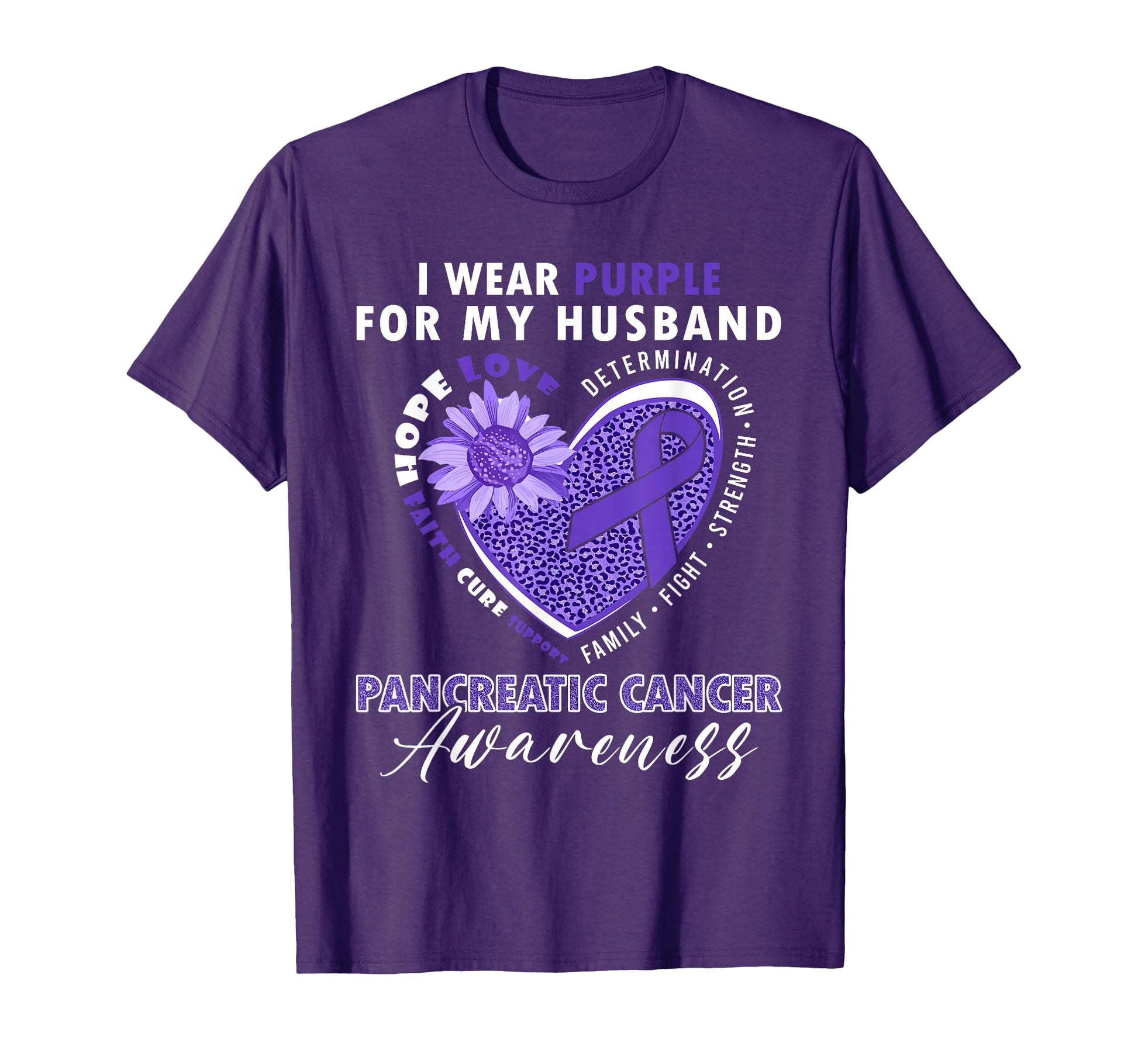 I Wear Purple My Husband Pancreatic Cancer T-Shirt - Unique Graphic Unisex - T-Shirt, Sweatshirt, Hoodie
