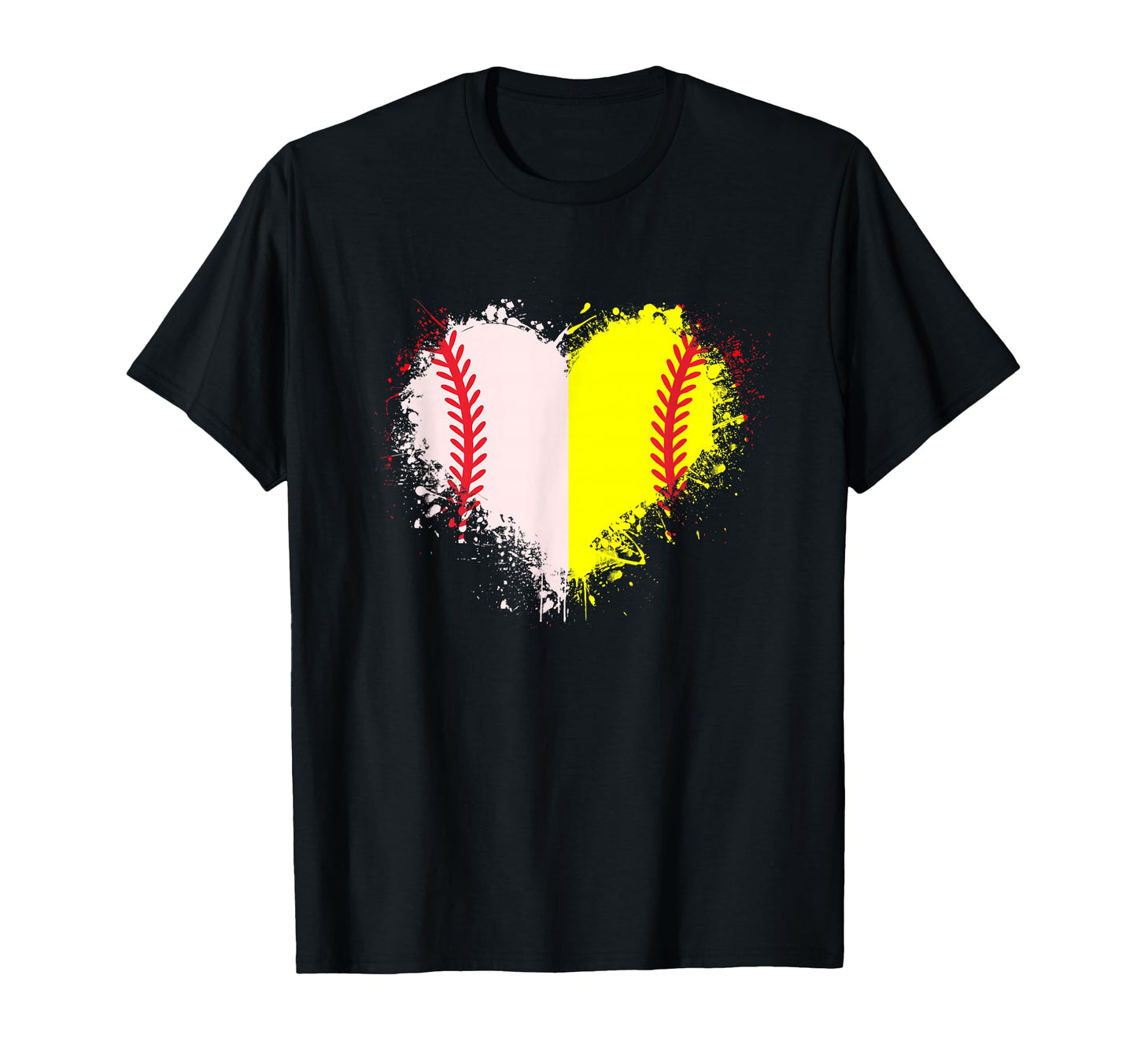 Outlined Baseball Softball Heart Love T-Shirt - Streetwear Style Unisex - T-Shirt, Sweatshirt, Hoodie