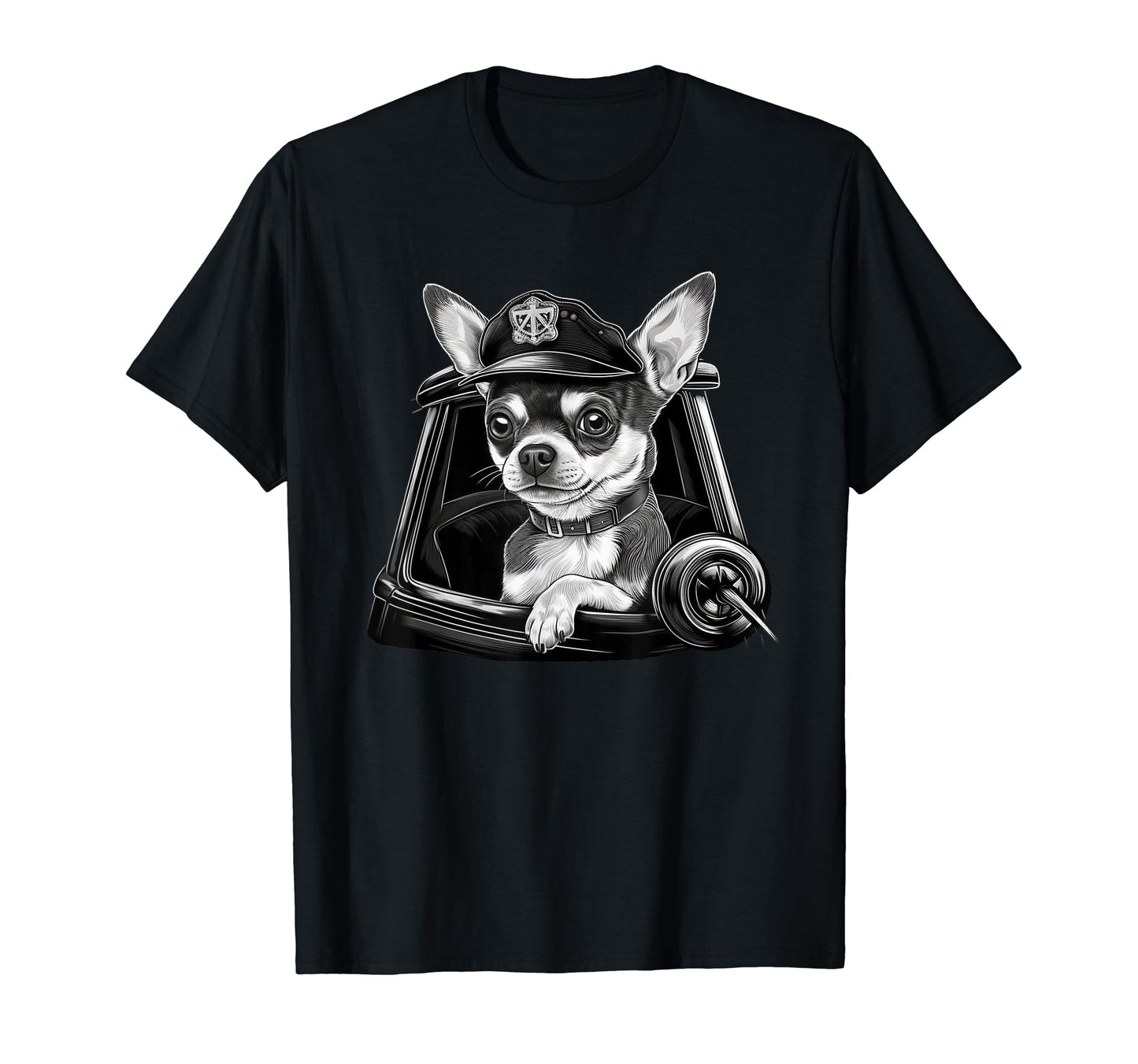 Chihuahua Police Officer Hat Funny Dog T-Shirt - Graphic Print Unisex - T-Shirt, Sweatshirt, Hoodie