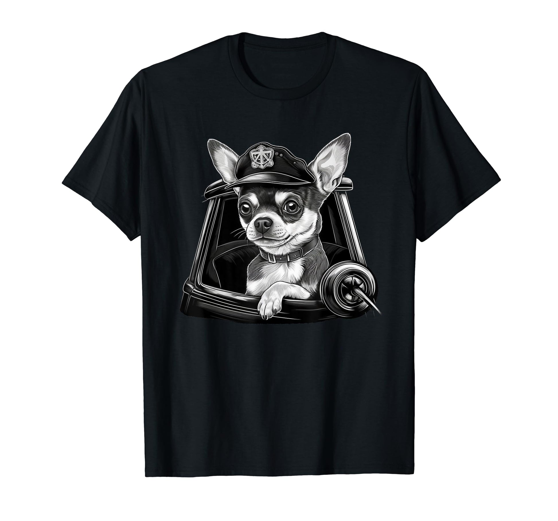 Chihuahua Police Officer Hat Funny Dog T-Shirt - Graphic Print Unisex - T-Shirt, Sweatshirt, Hoodie