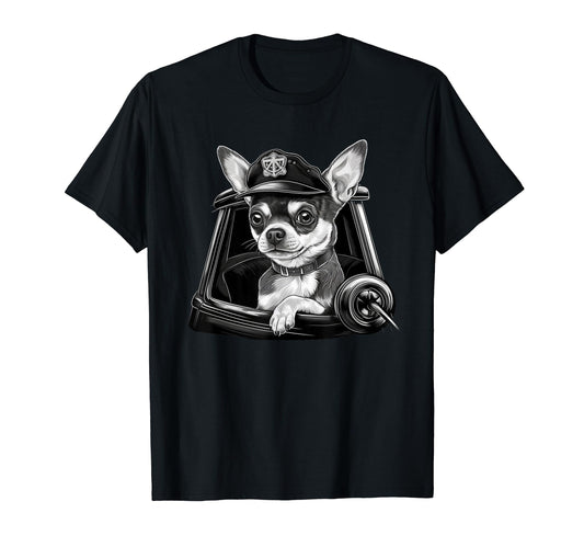 Chihuahua Police Officer Hat Funny Dog T-Shirt - Graphic Print Unisex - T-Shirt, Sweatshirt, Hoodie