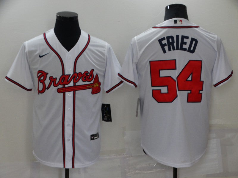 Men's Atlanta Braves Max Fried #54 White Replica Player Jersey1 baseball jersey product view 1