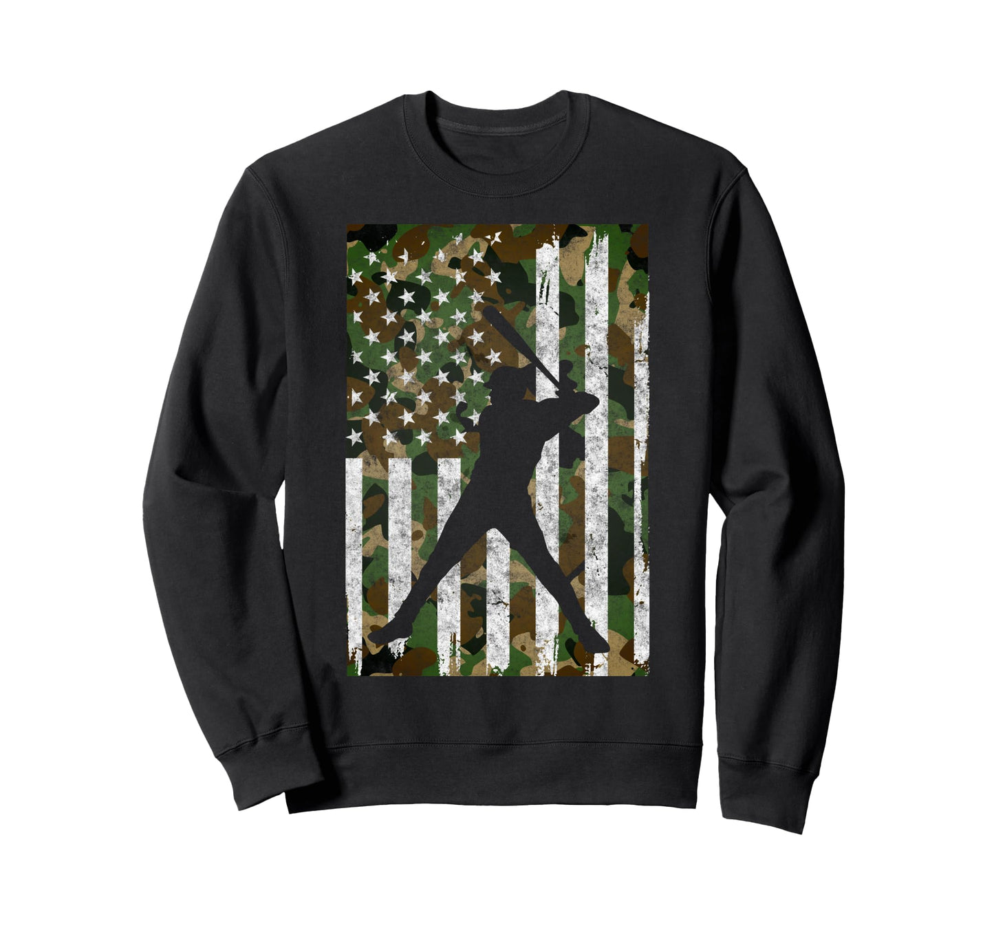 Baseball Us Camouflage Flag Sweatshirt - Trendy Graphic for Adults - T-Shirt, Sweatshirt, Hoodie